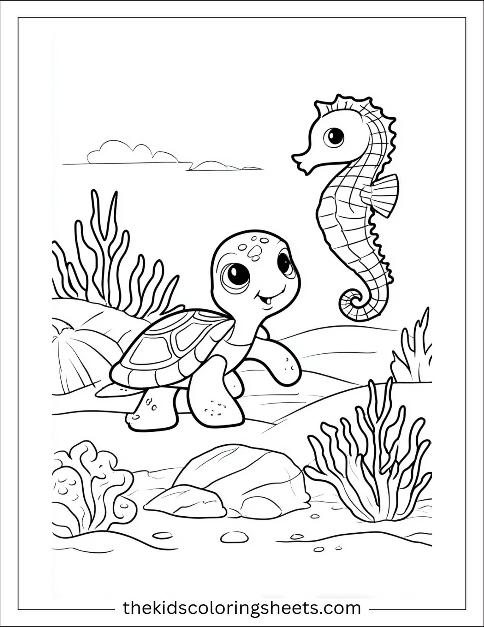 The Sea Turtle smiling at seahorse