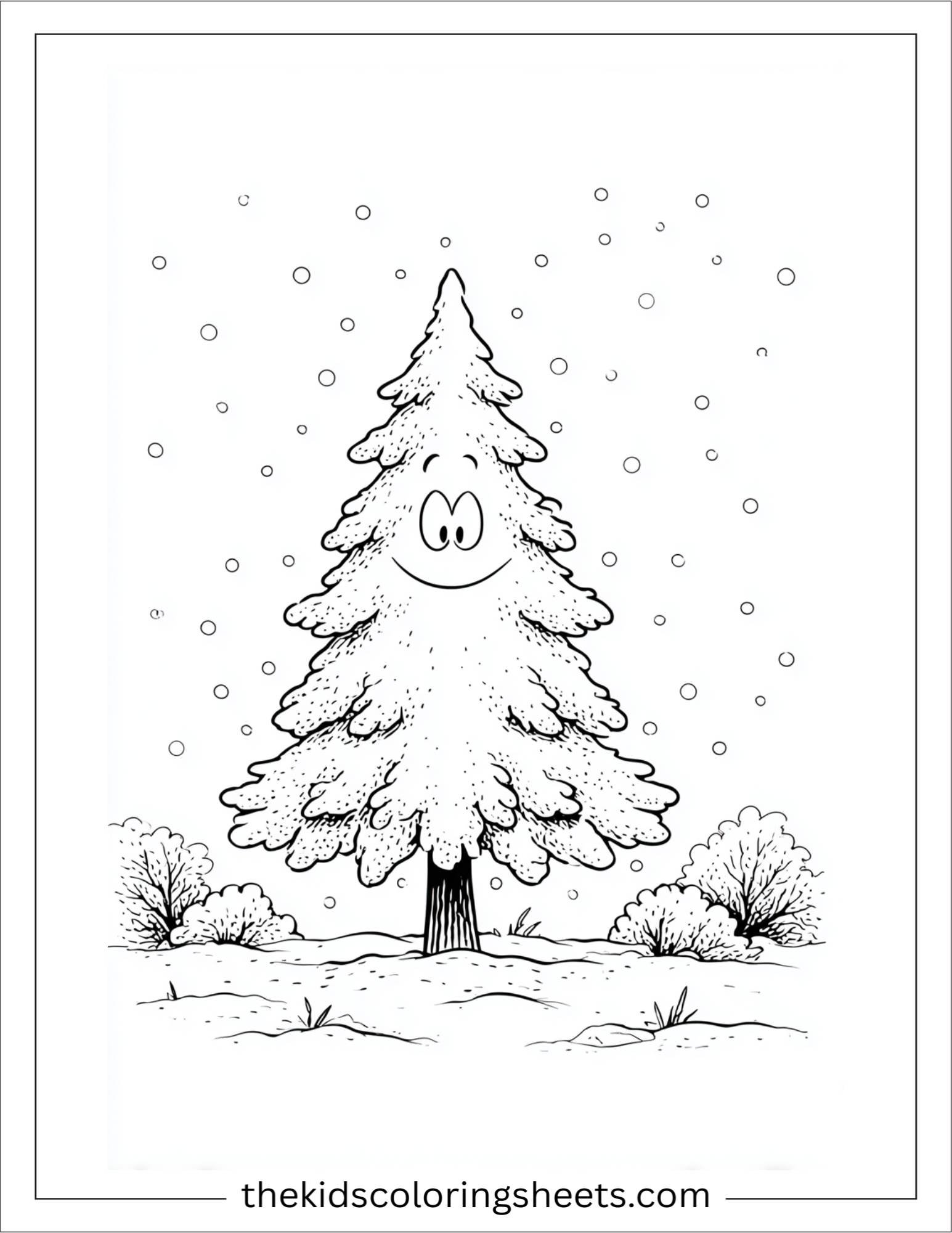 The Tall Tree covered in snowflakes