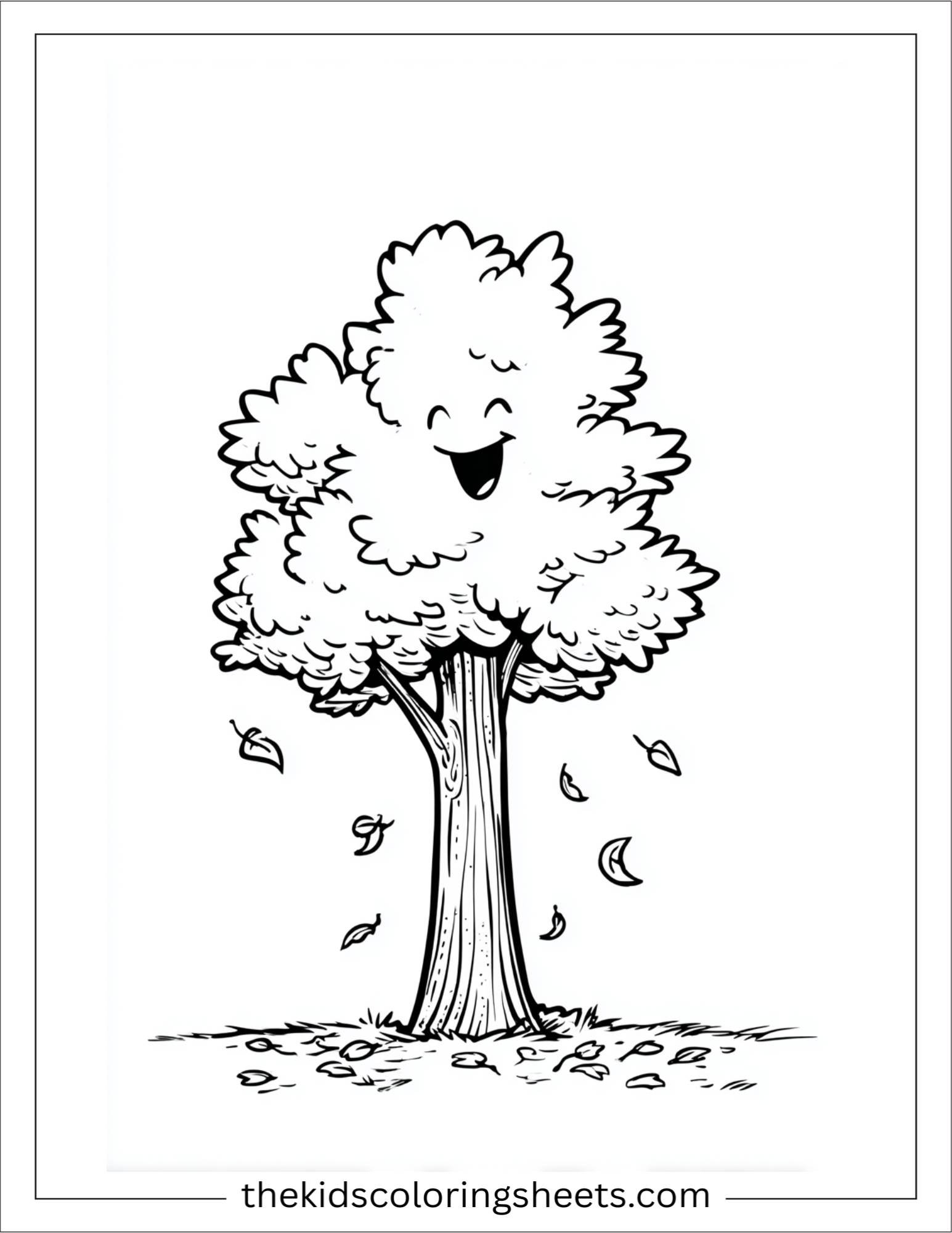 The Tall Tree giggling with falling leaf
