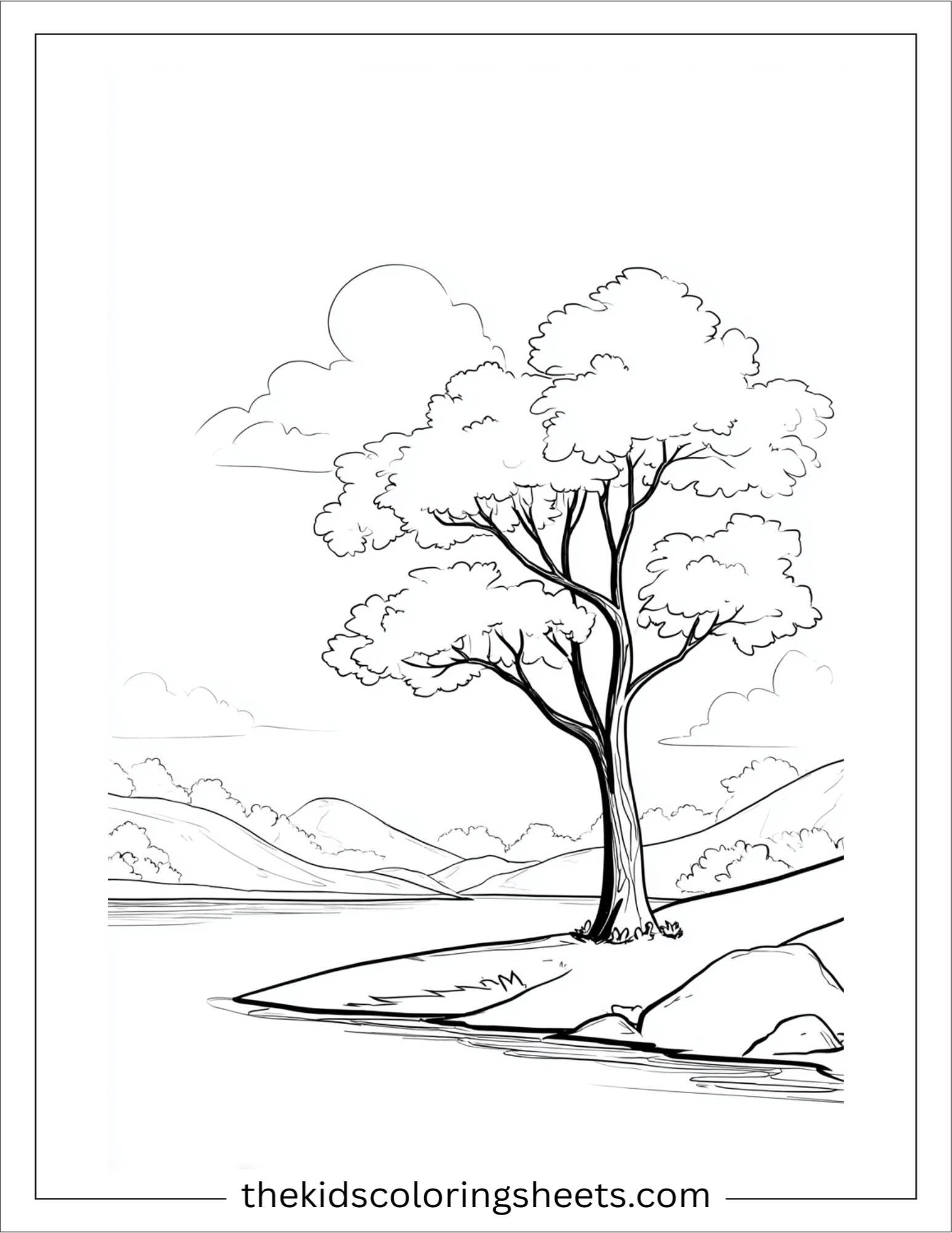 The Tall Tree growing beside river