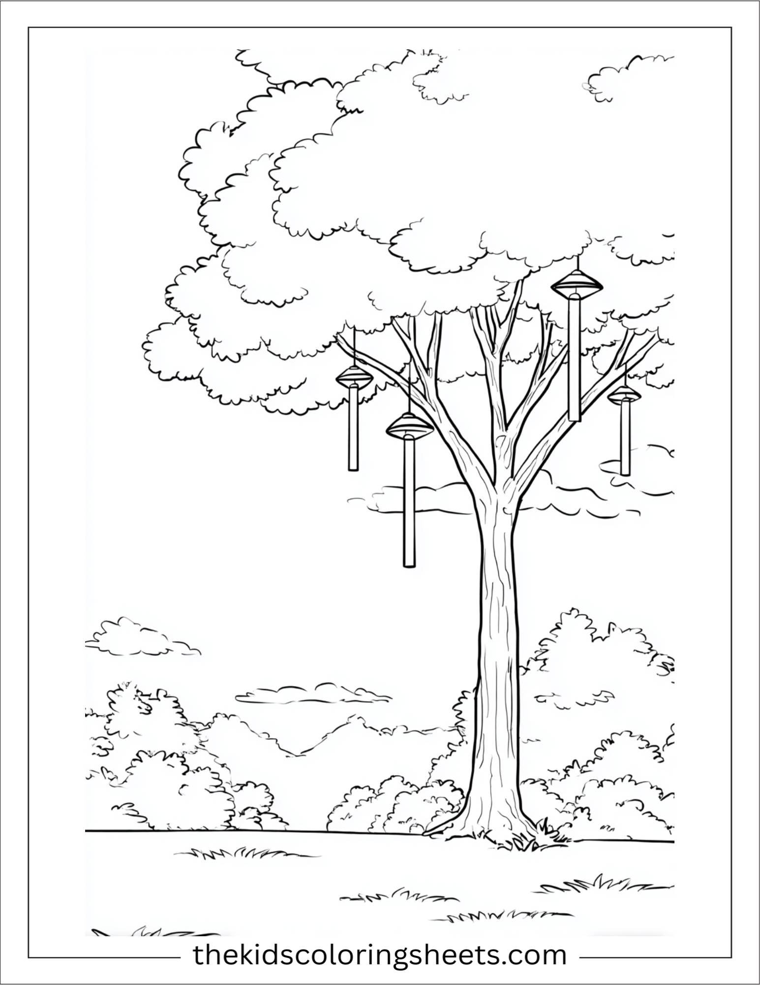 The Tall Tree playing with wind chimes