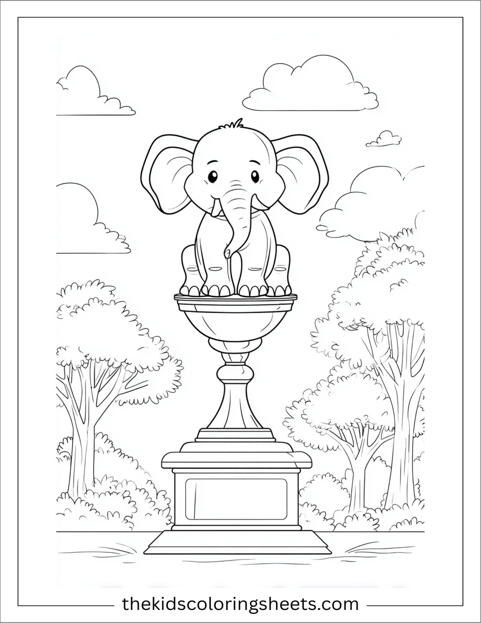 Winner elephant balancing on a podium