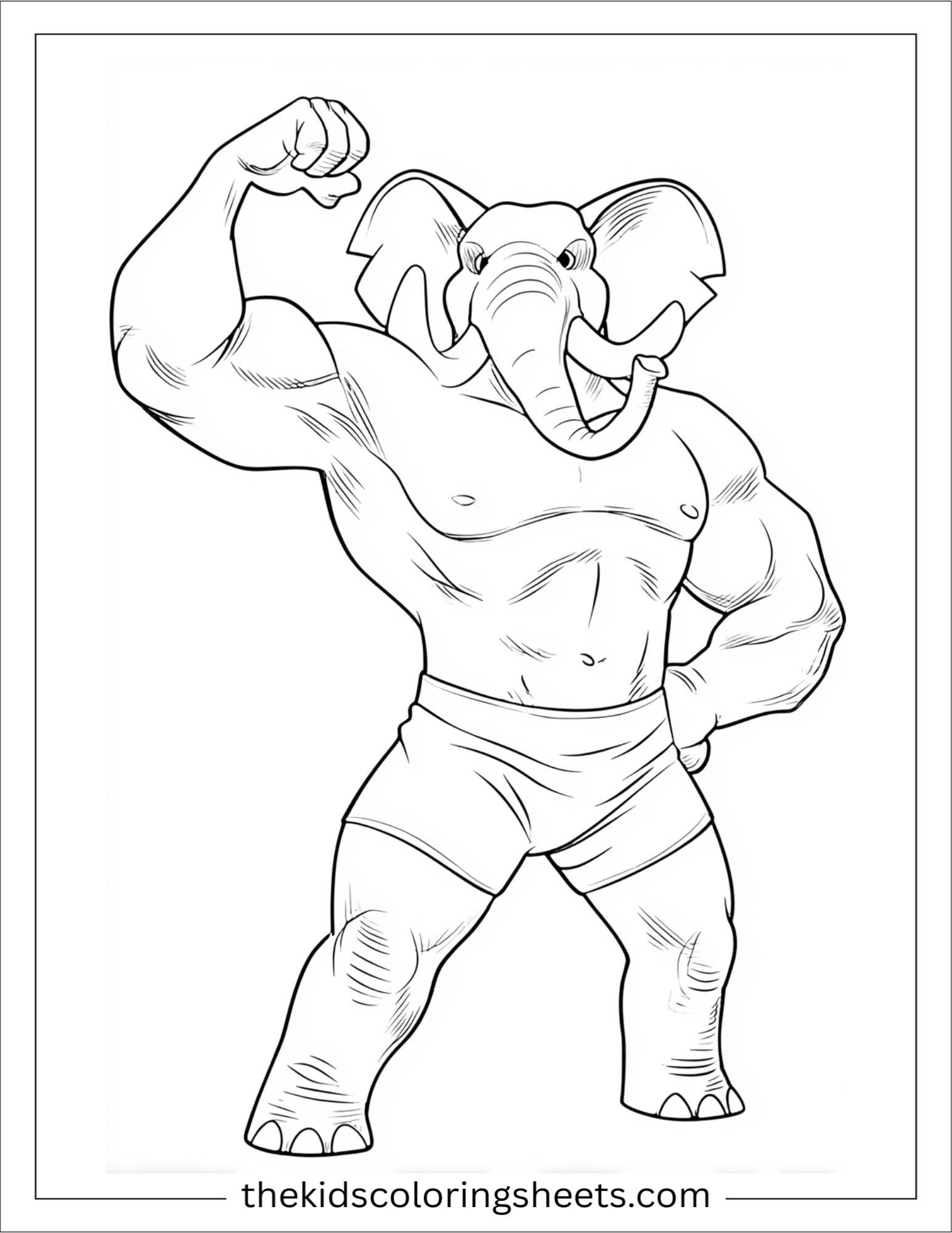 Winner elephant flexing muscles