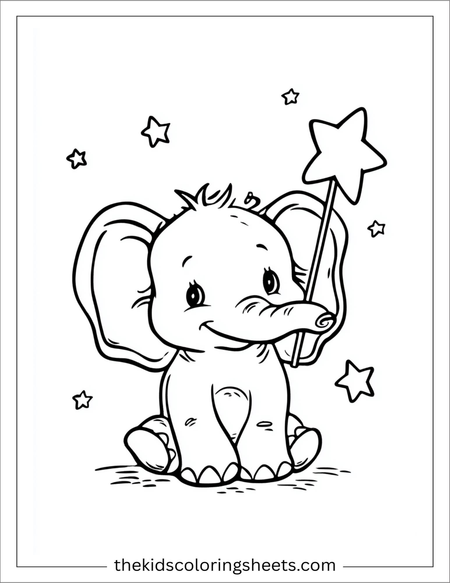 Winner elephant holding a star wand