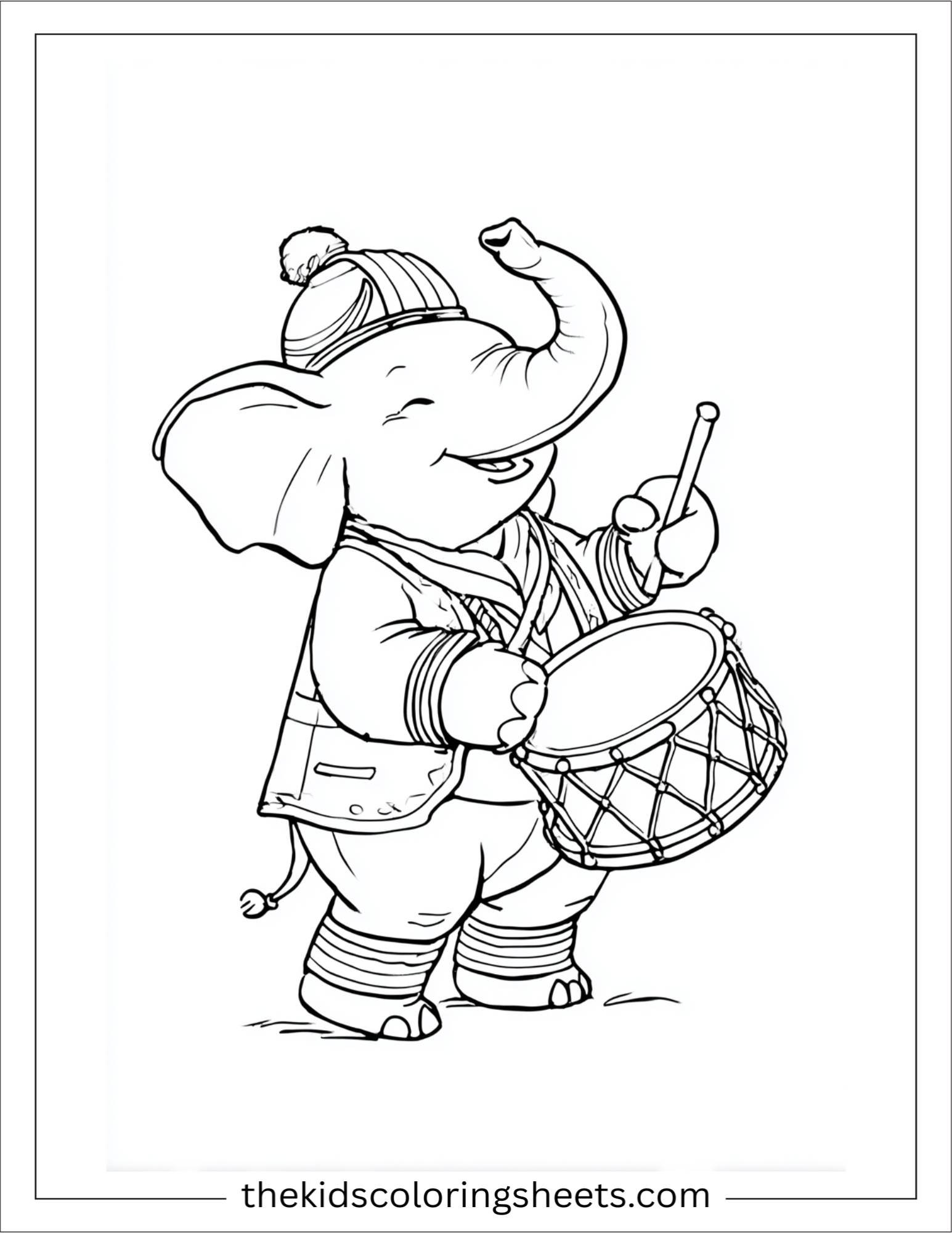 Winner elephant playing drum in parade