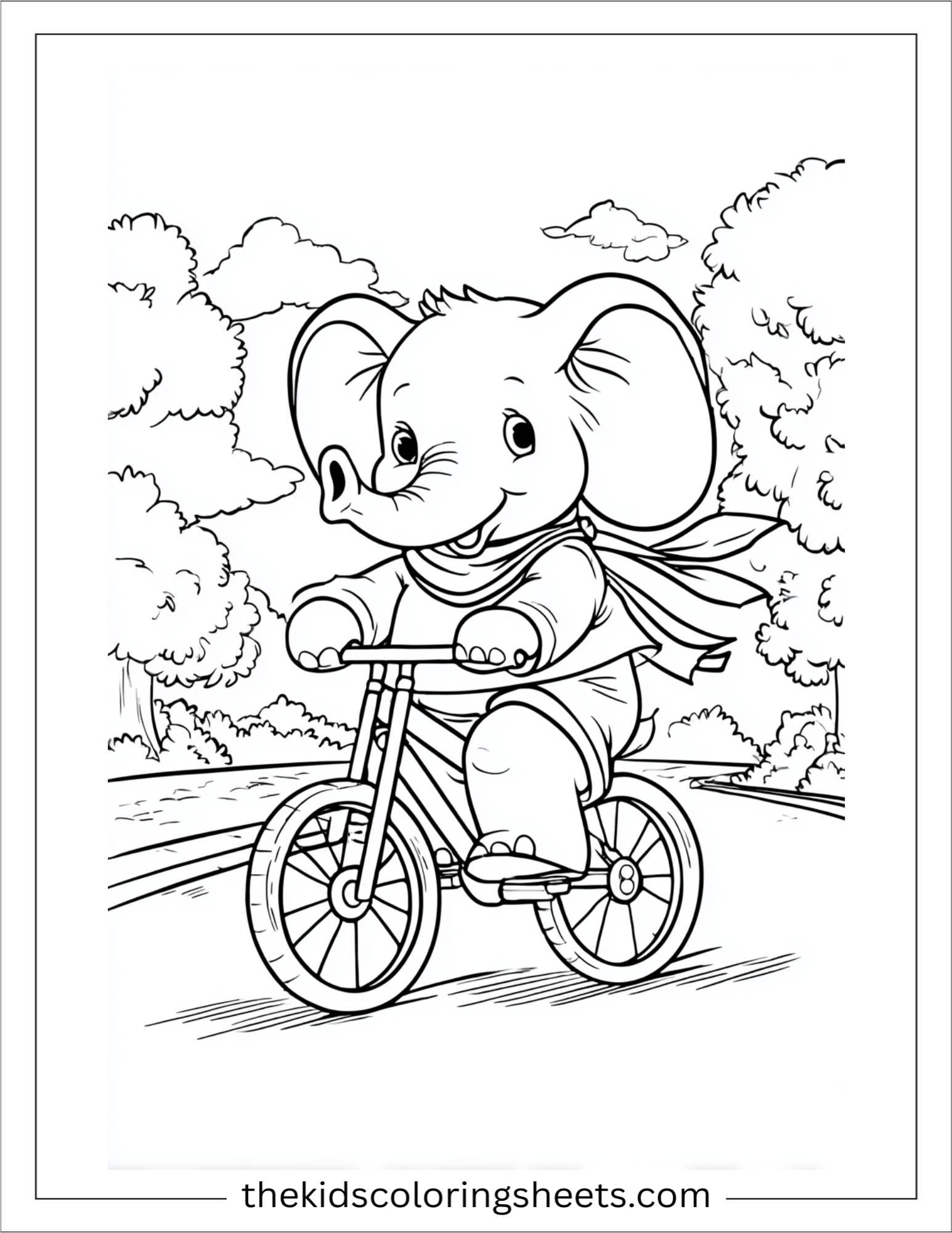 Winner elephant riding a bicycle with ribbons
