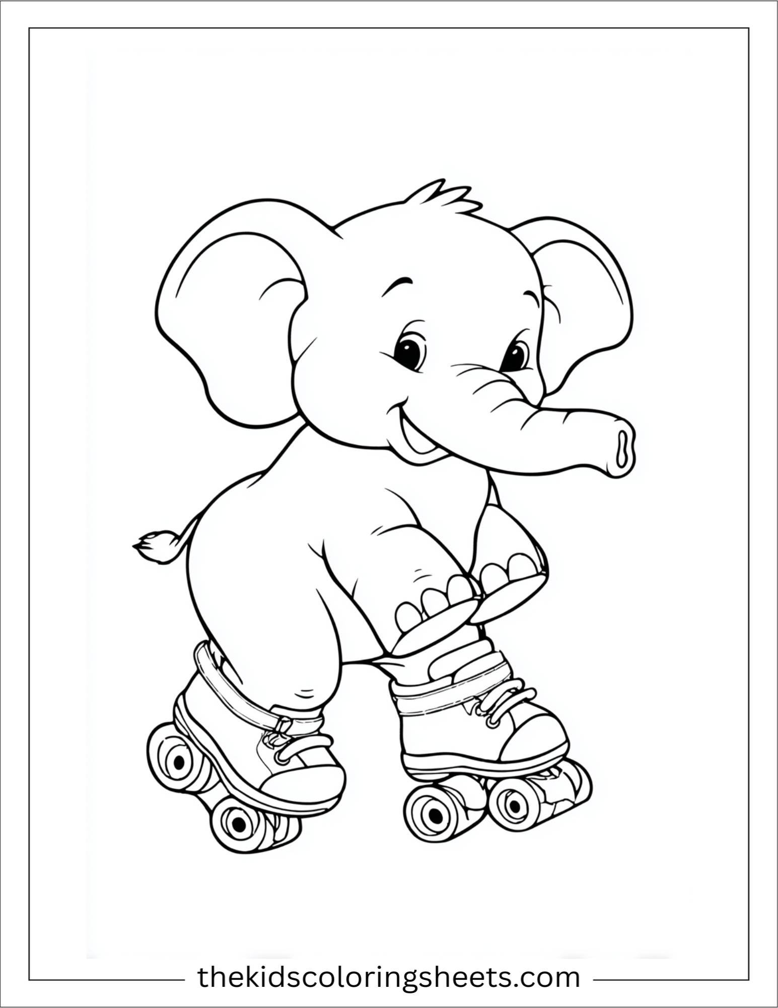 Winner elephant skating on rollerblades