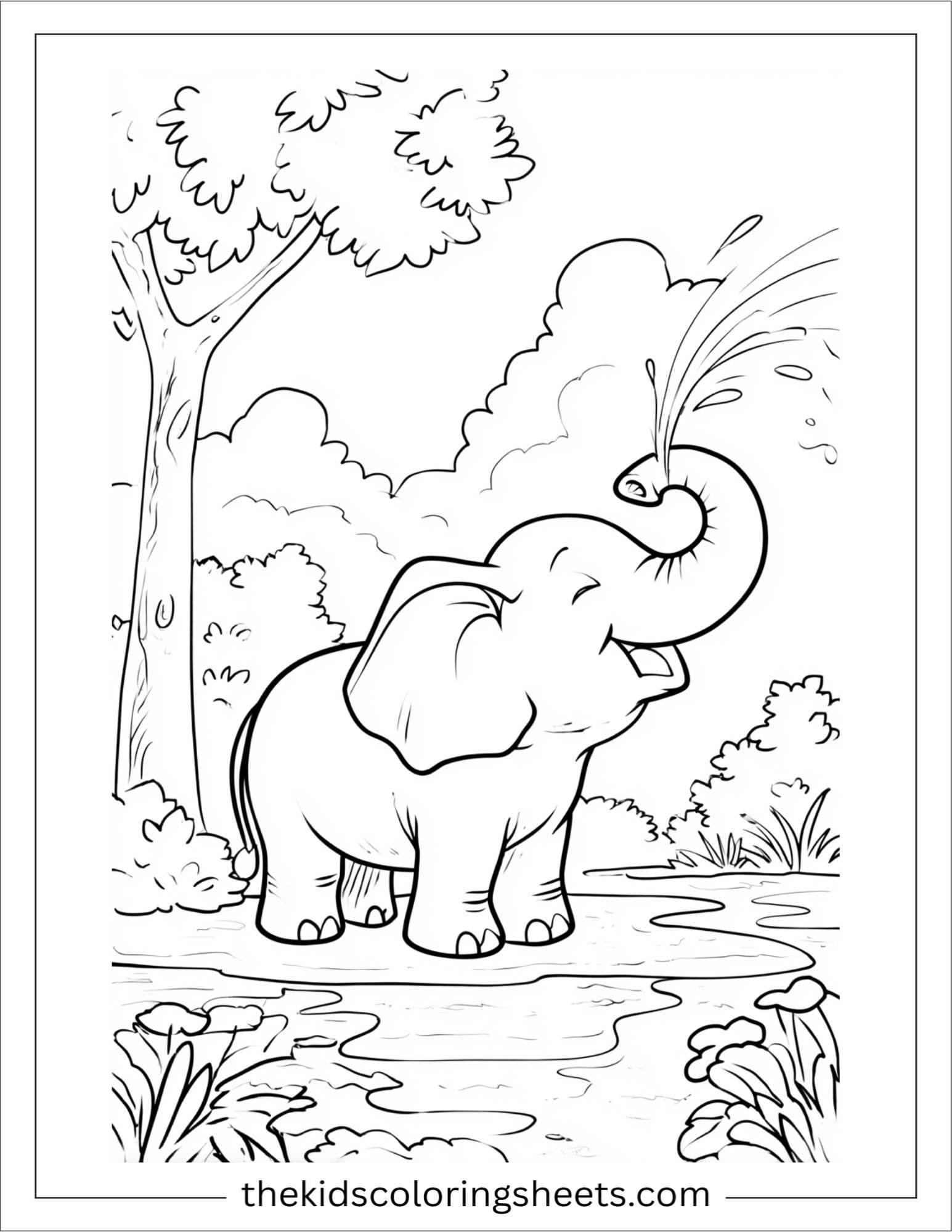 Winner elephant spraying water in fun