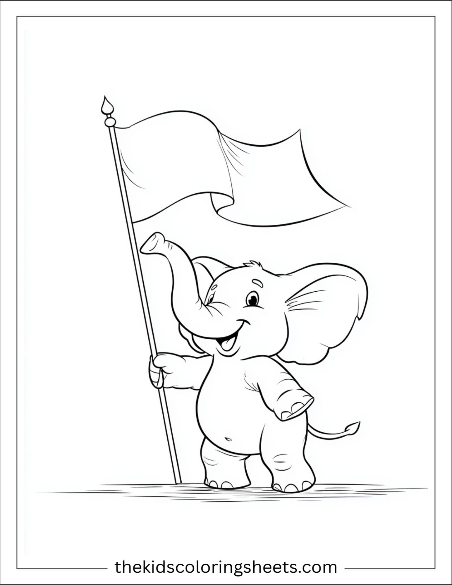 Winner elephant waving a victory flag