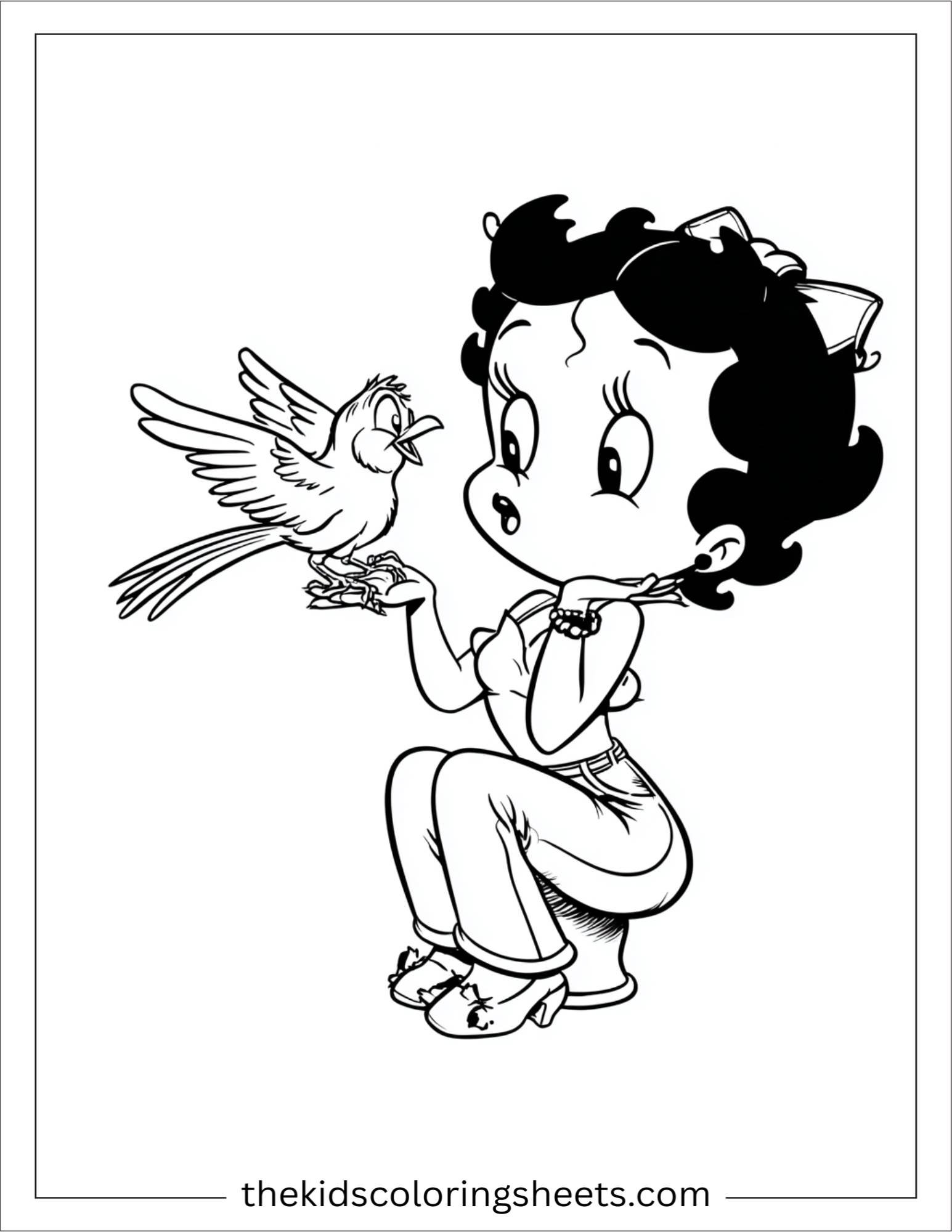 betty boop feeding bird