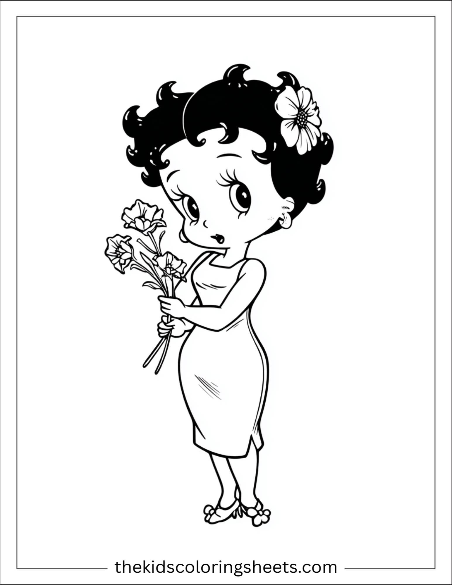 betty boop holding flower