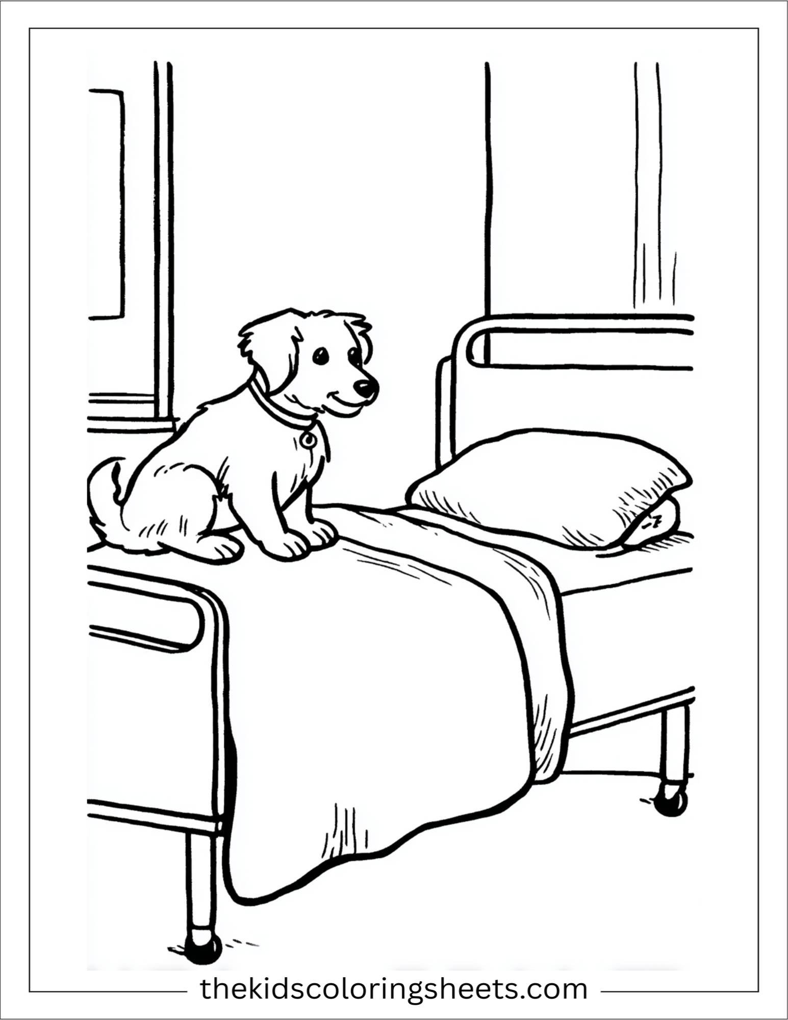 Caring dog beside a hospital bed