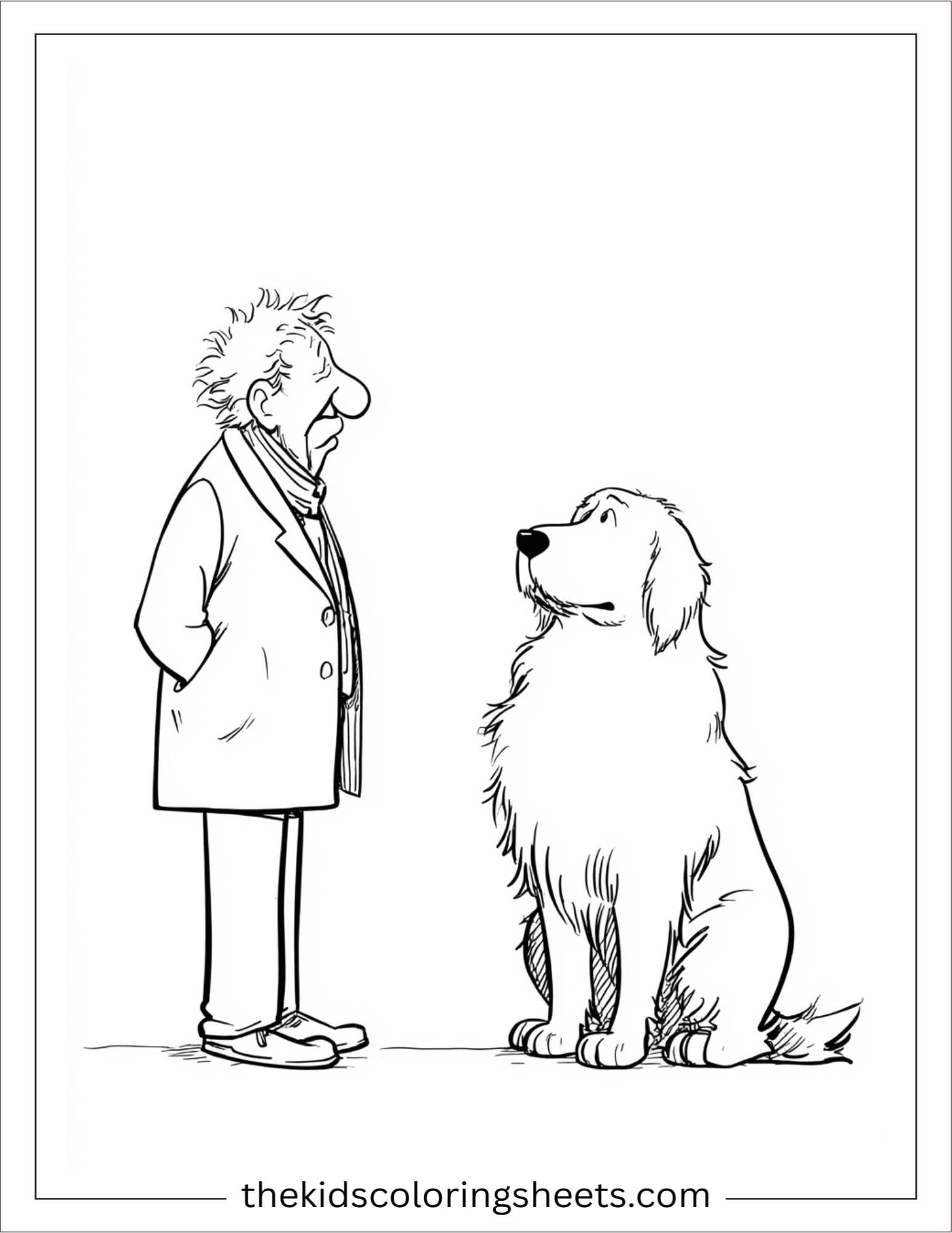 Caring dog beside an old man