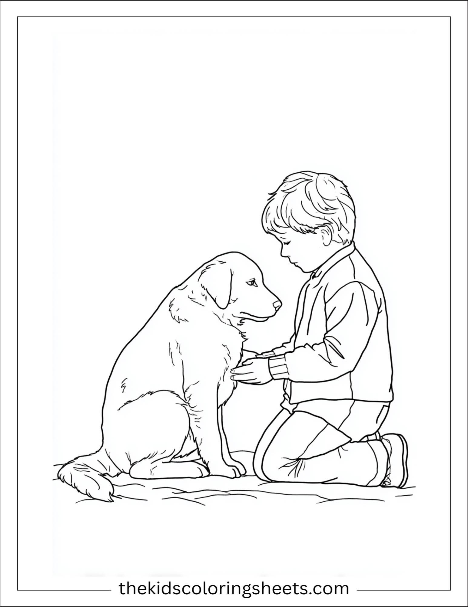 Caring dog brushing puppy