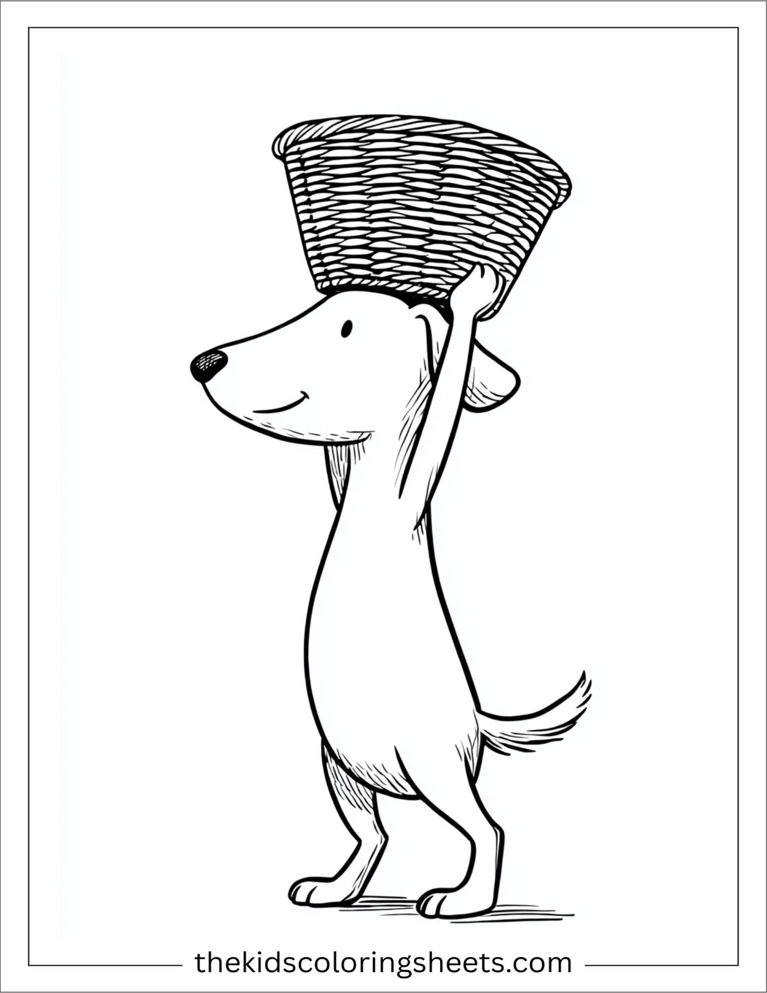 Caring dog carrying a basket