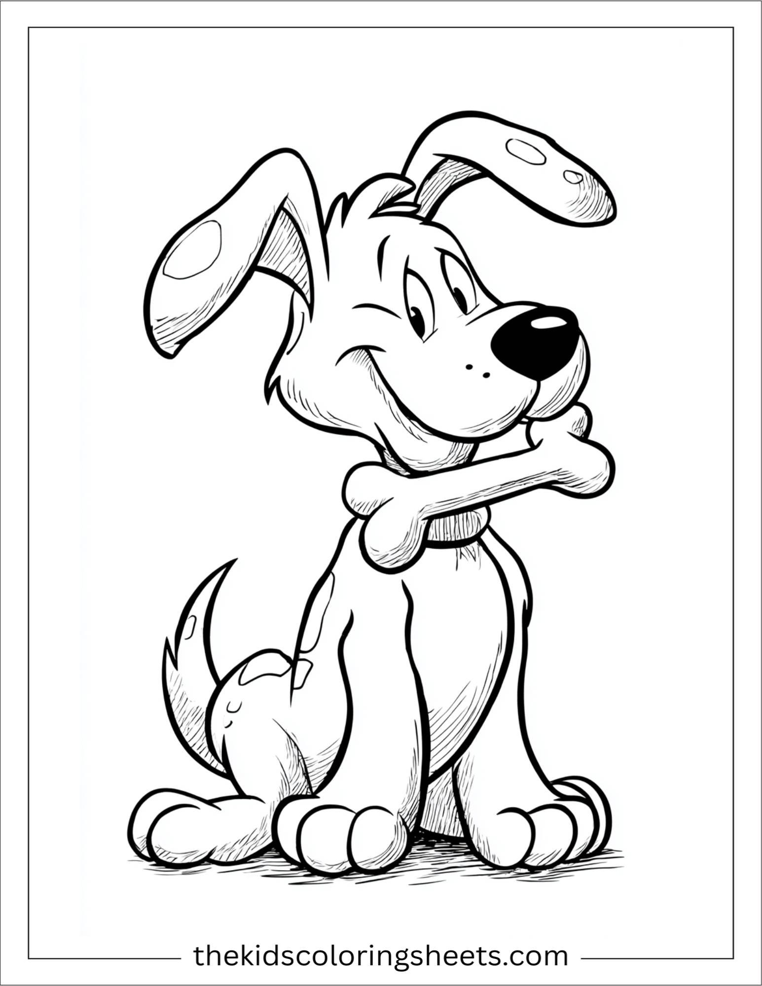 Caring dog holding a bone