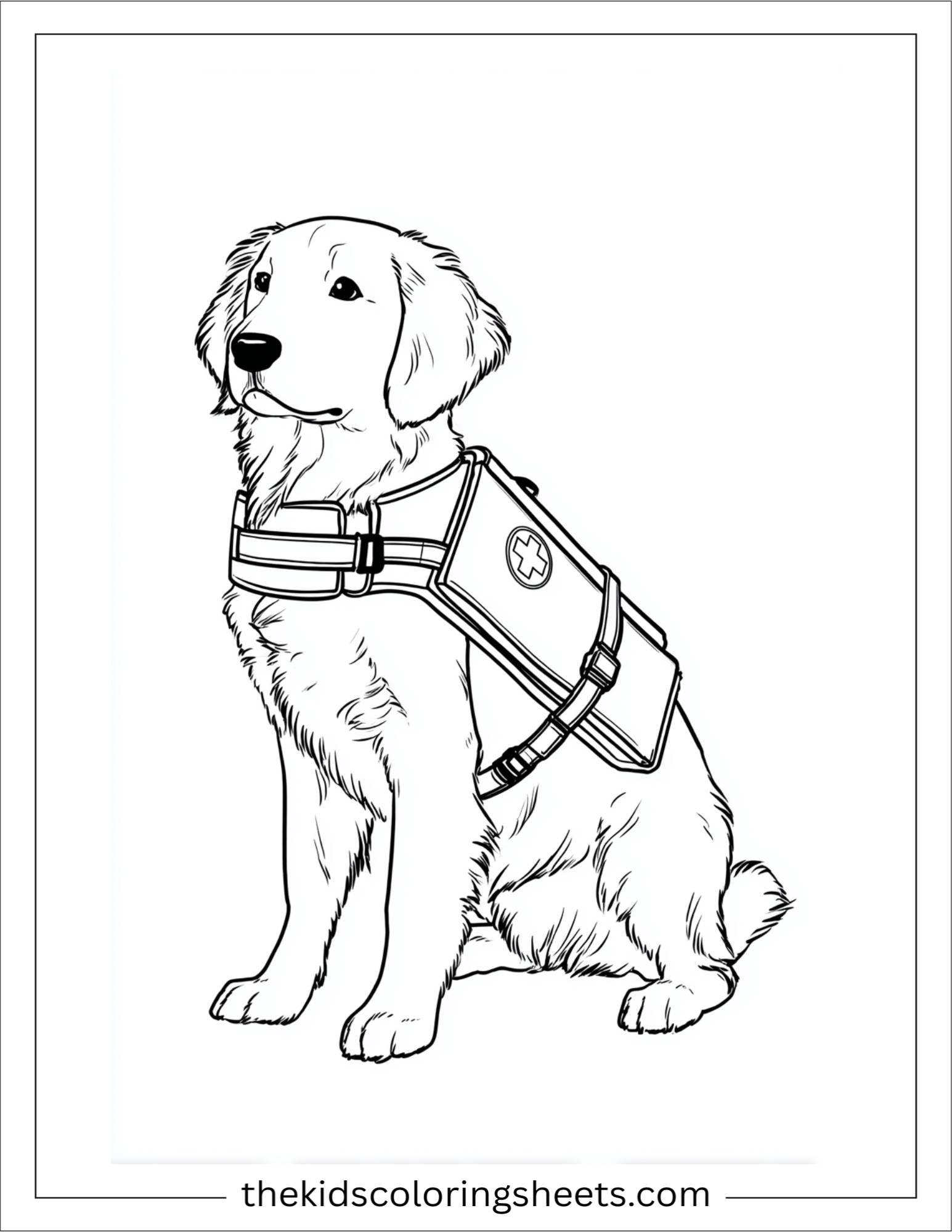Caring dog in a rescue vest