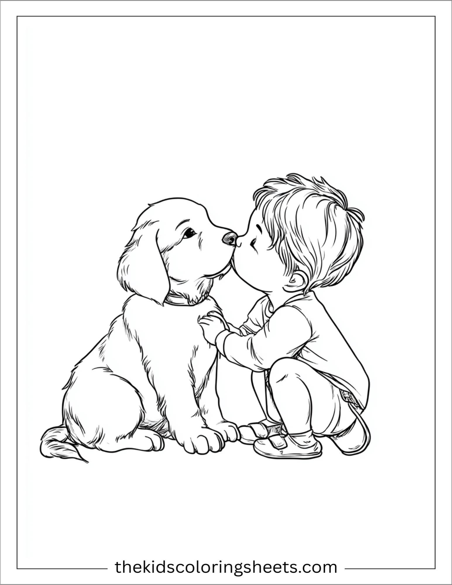 Caring dog licking a baby