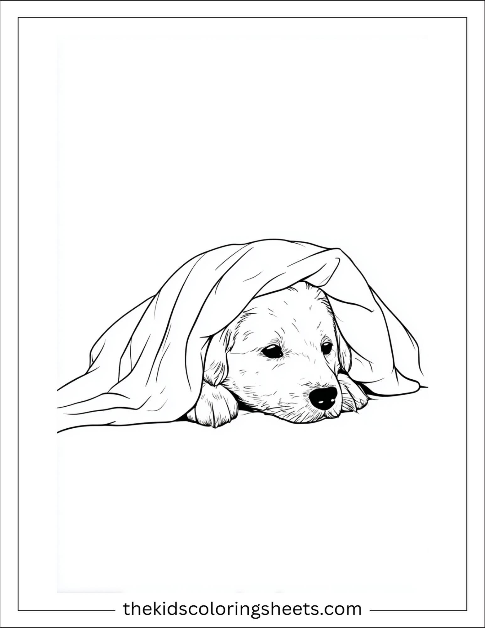 Caring dog under a blanket