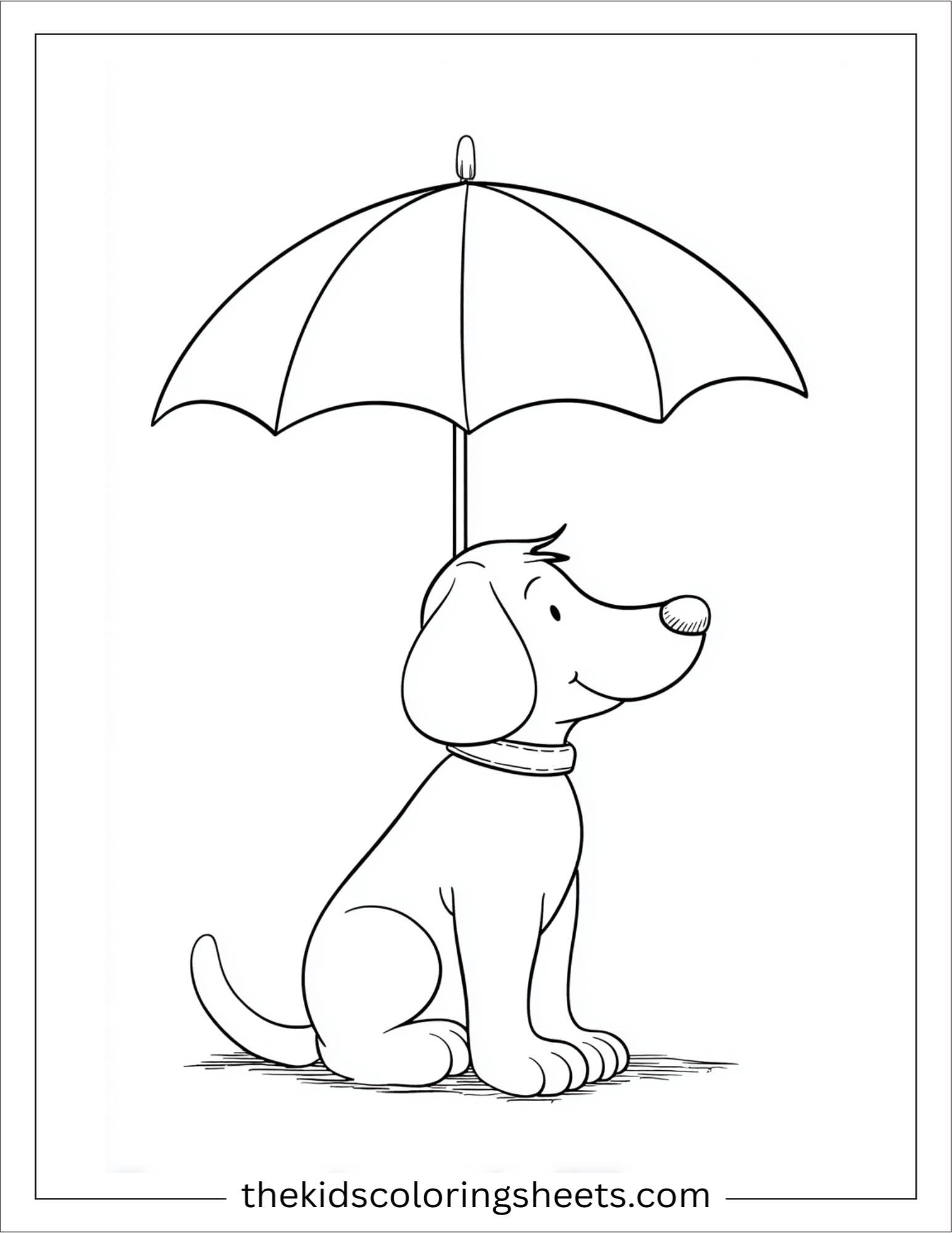 Caring dog under an umbrella