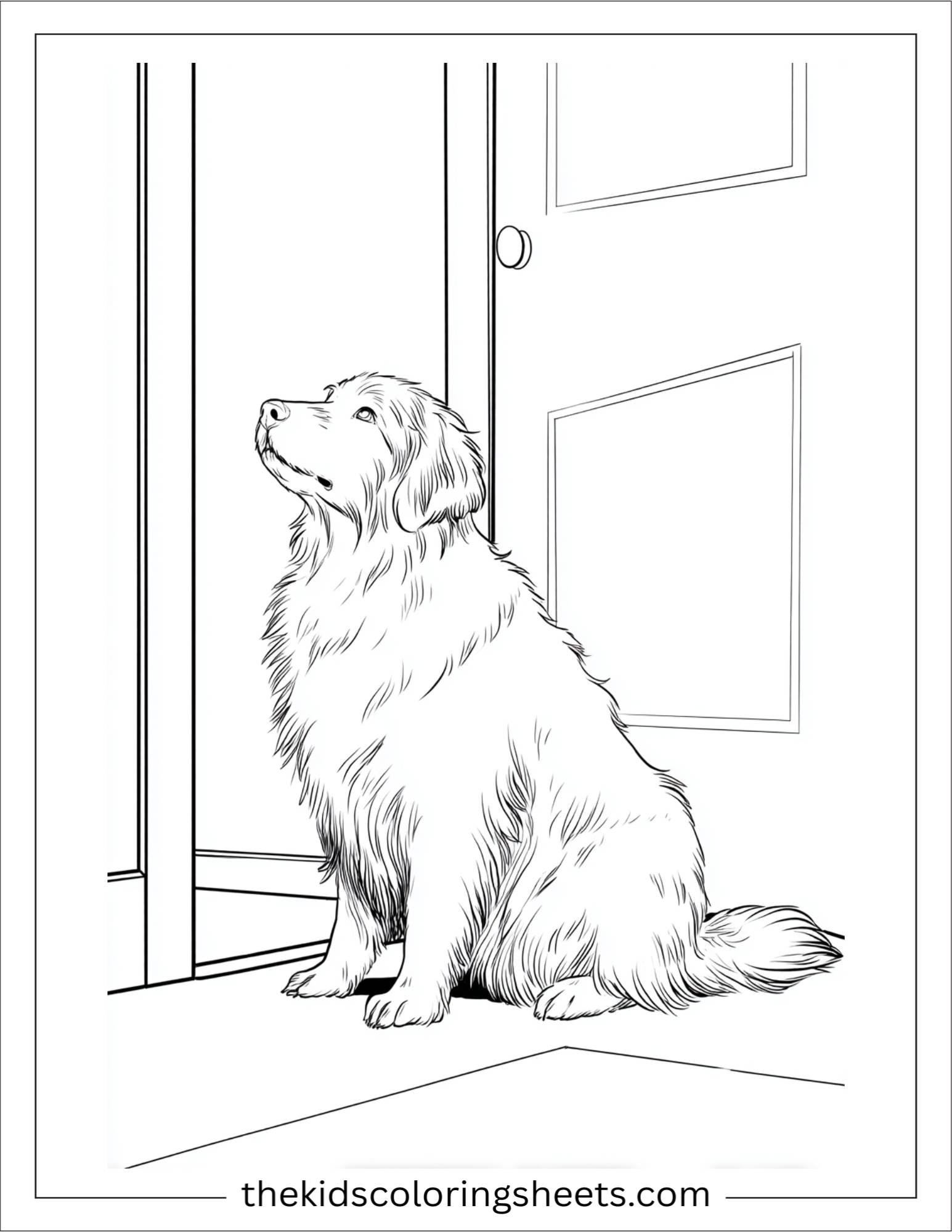 Caring dog waiting at the door