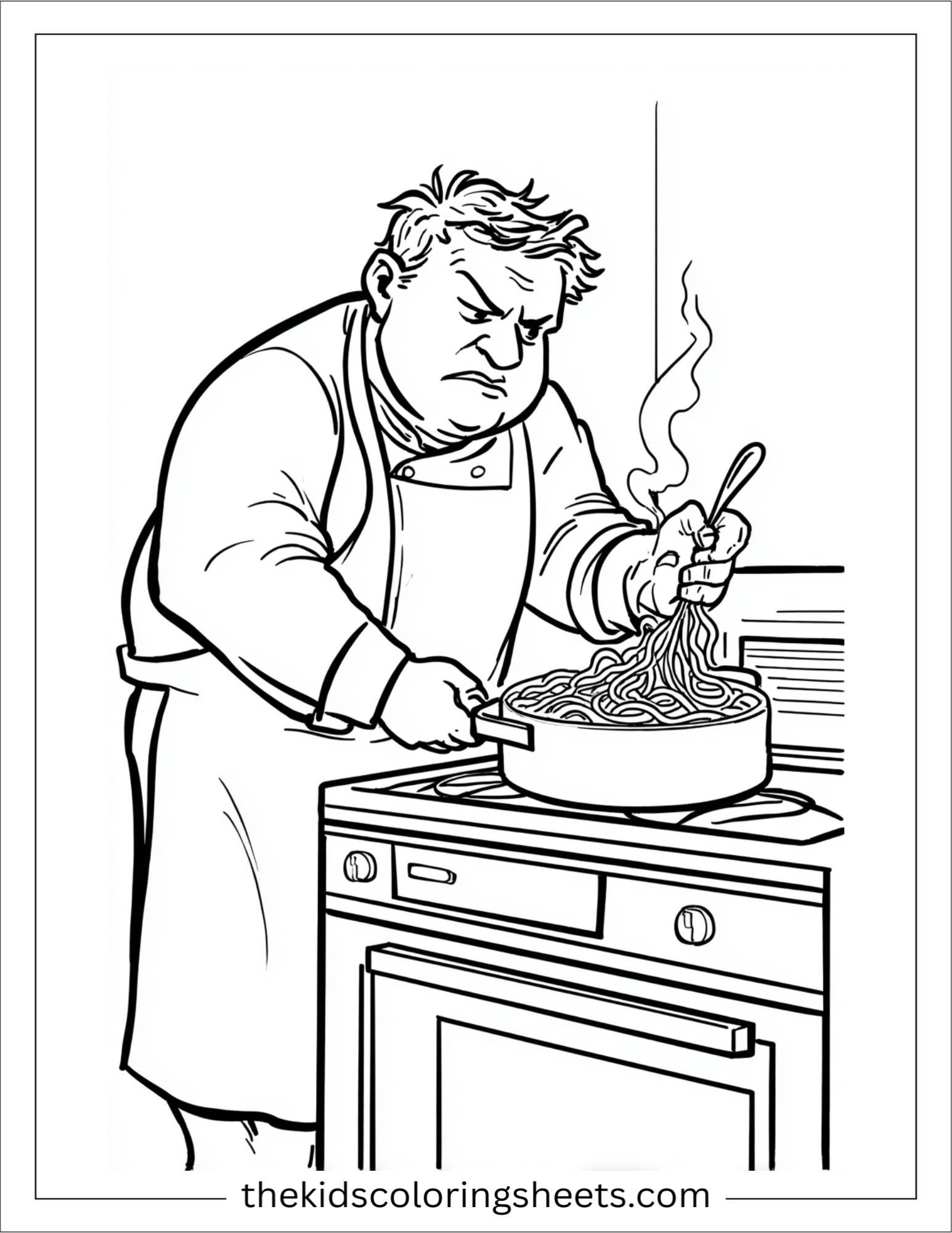 Determined chef boiling pasta