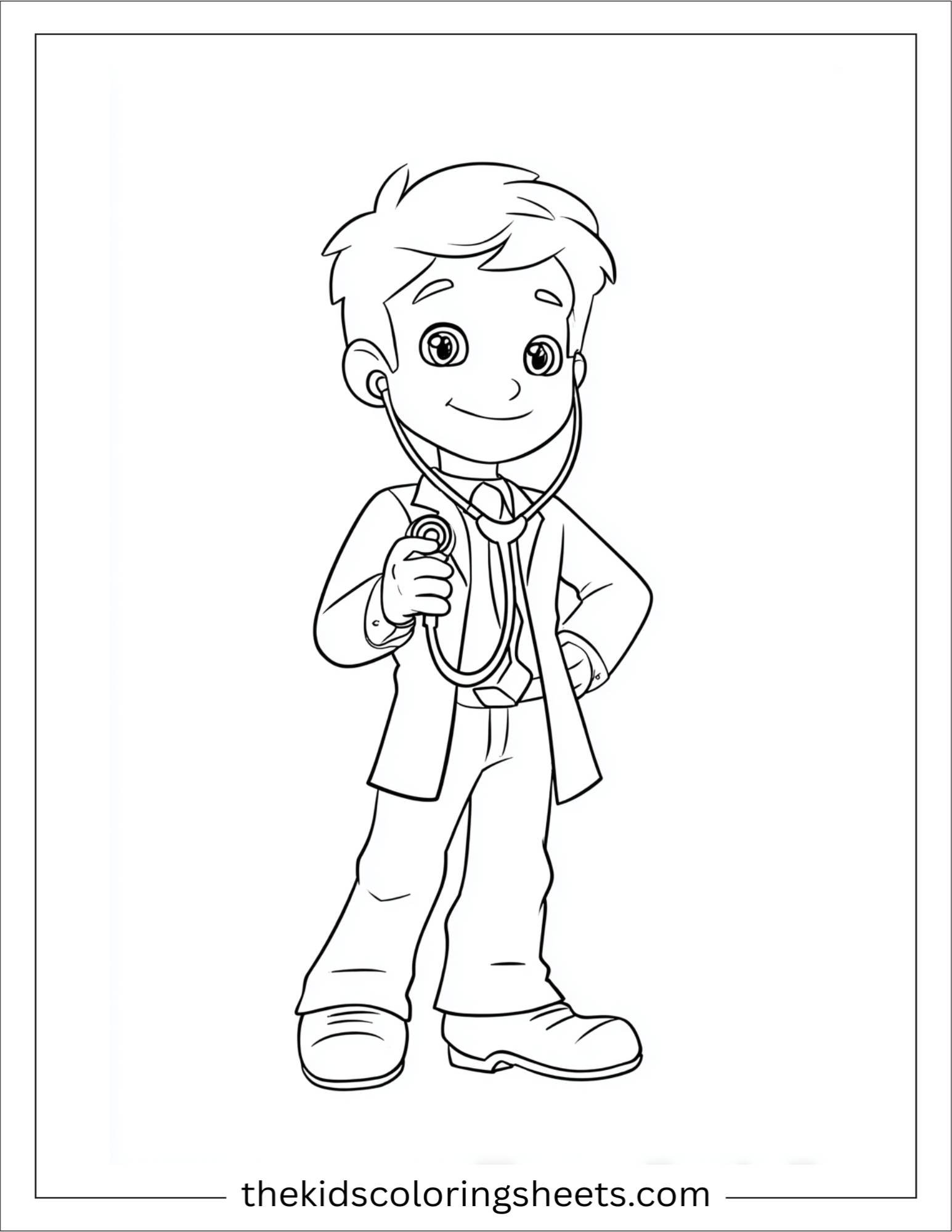 Doctor focused holding a stethoscope