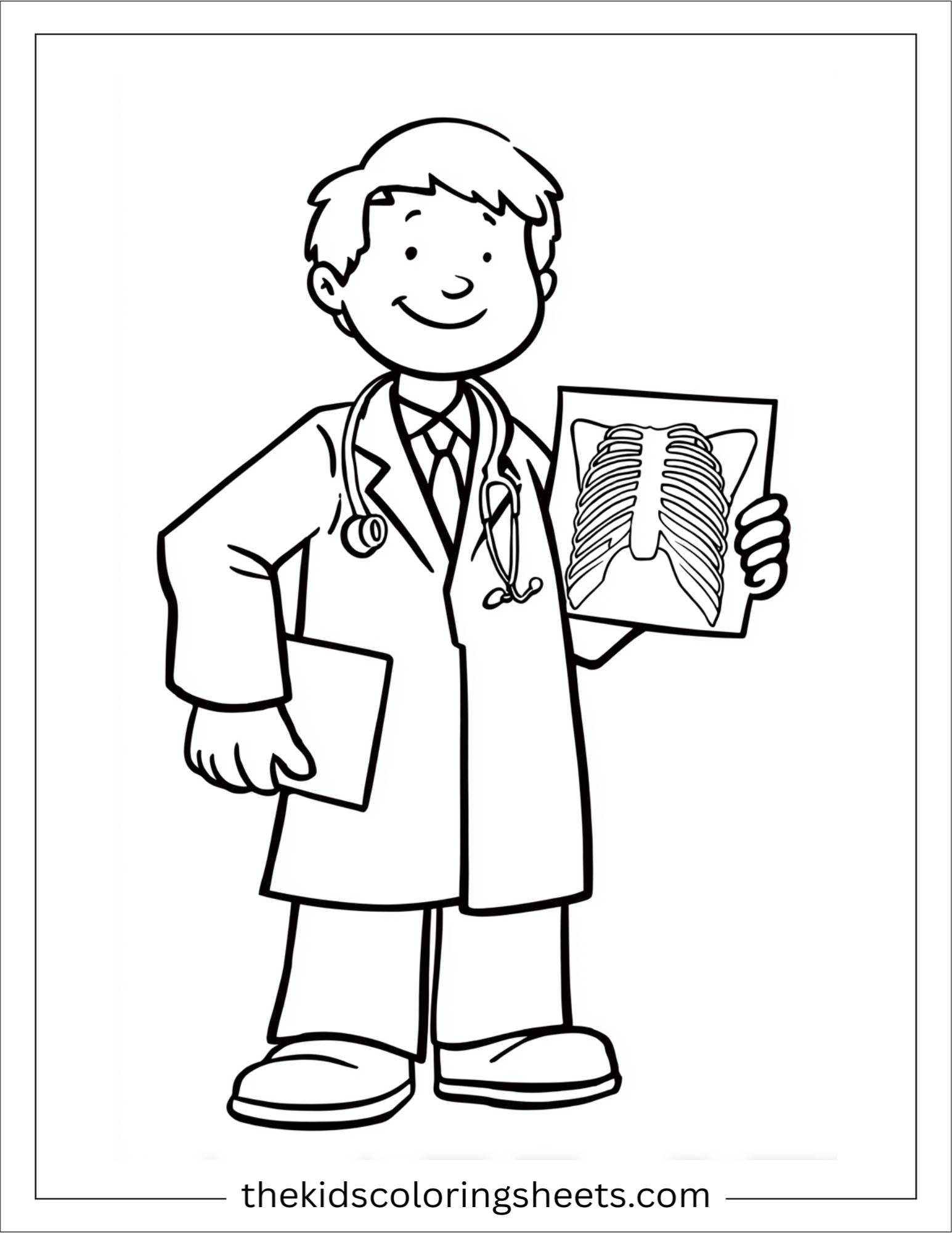 Doctor smiling showing x-ray