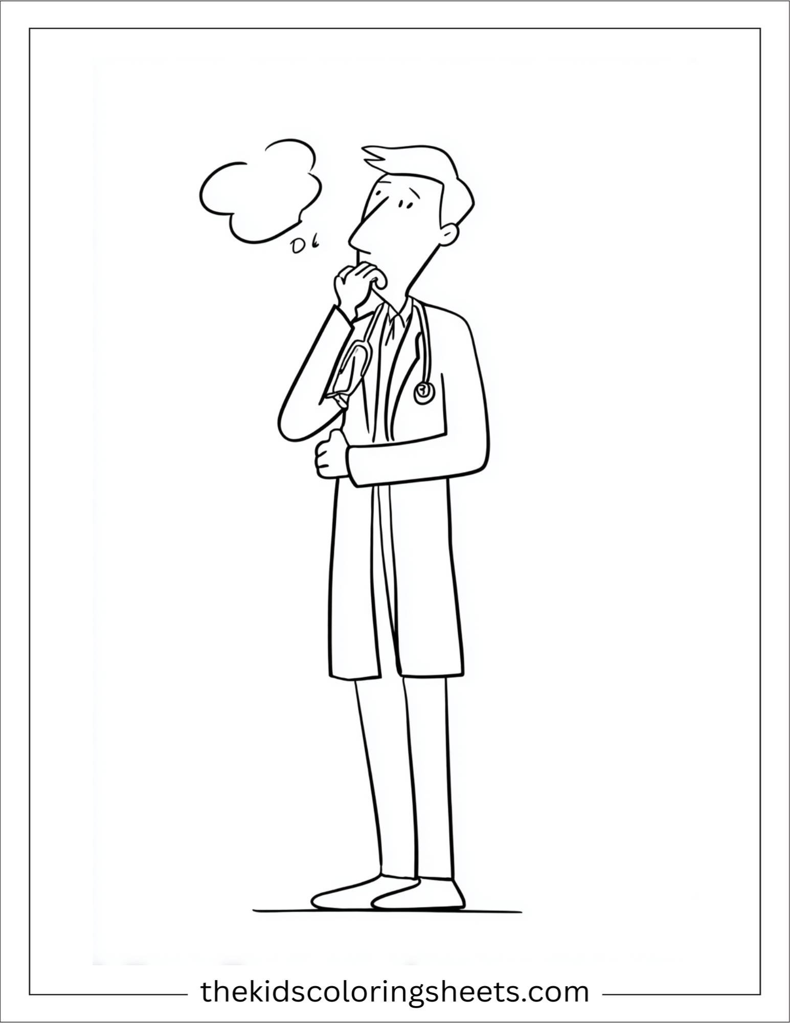 Doctor thinking examining a patient