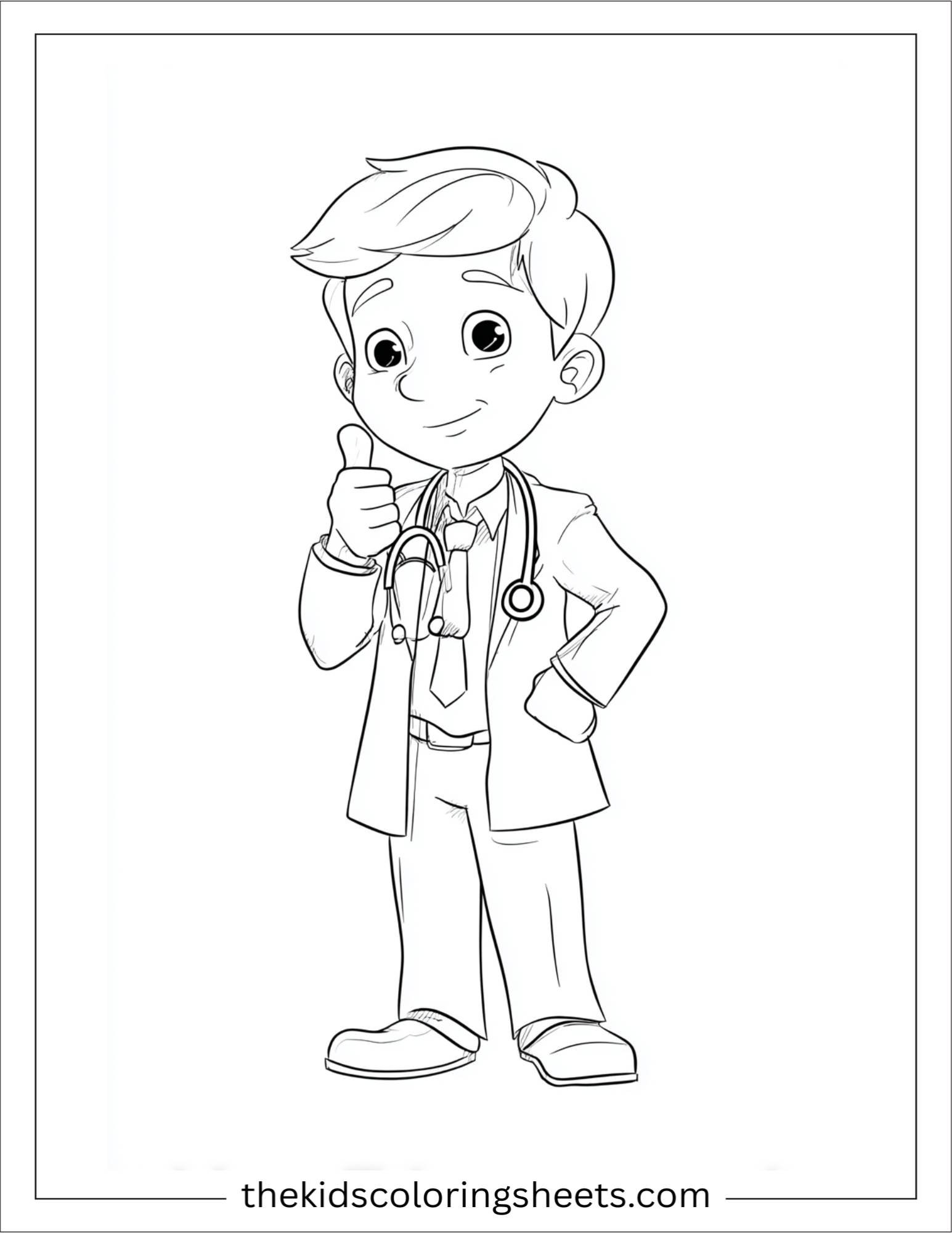 Doctor thinking giving thumbs up