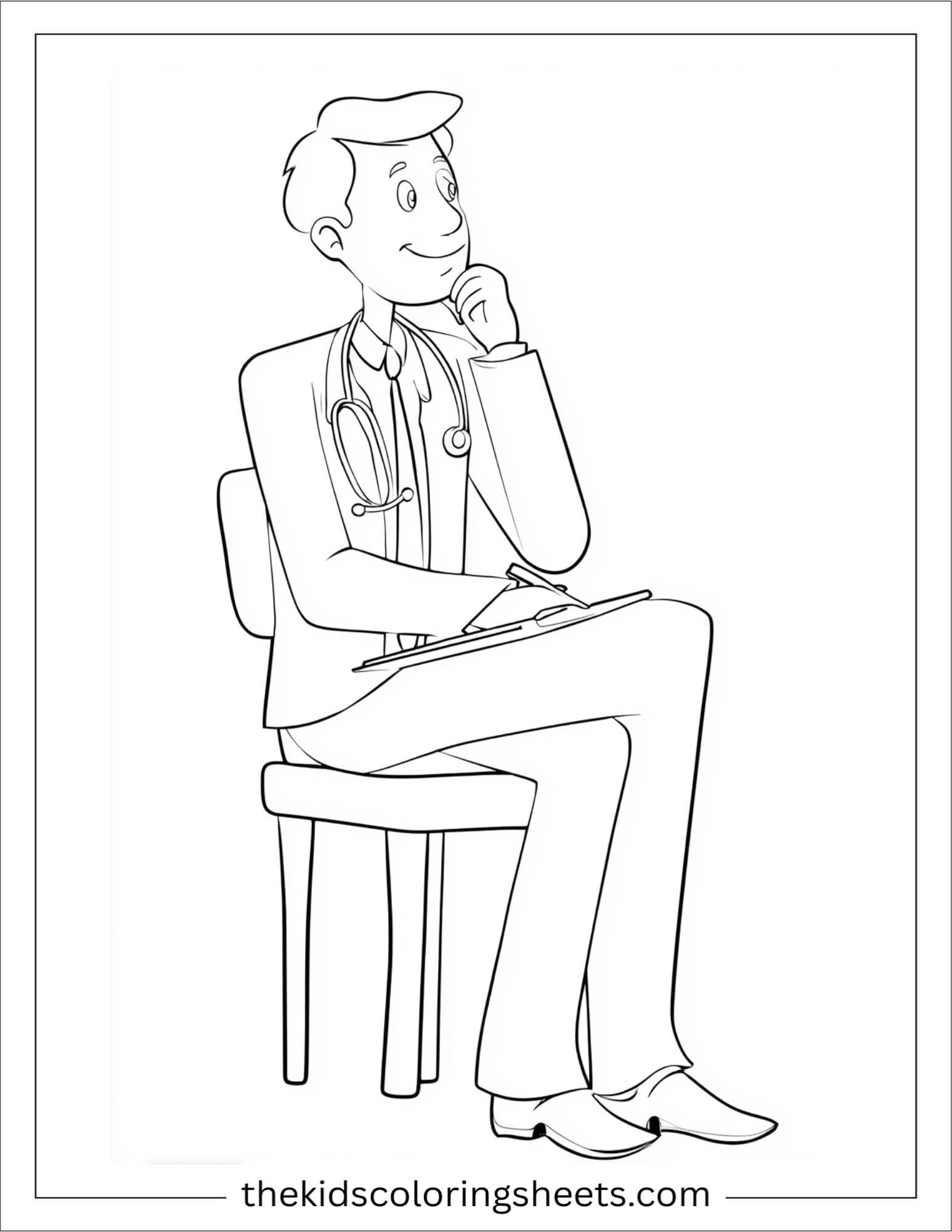 Doctor thinking sitting on a chair