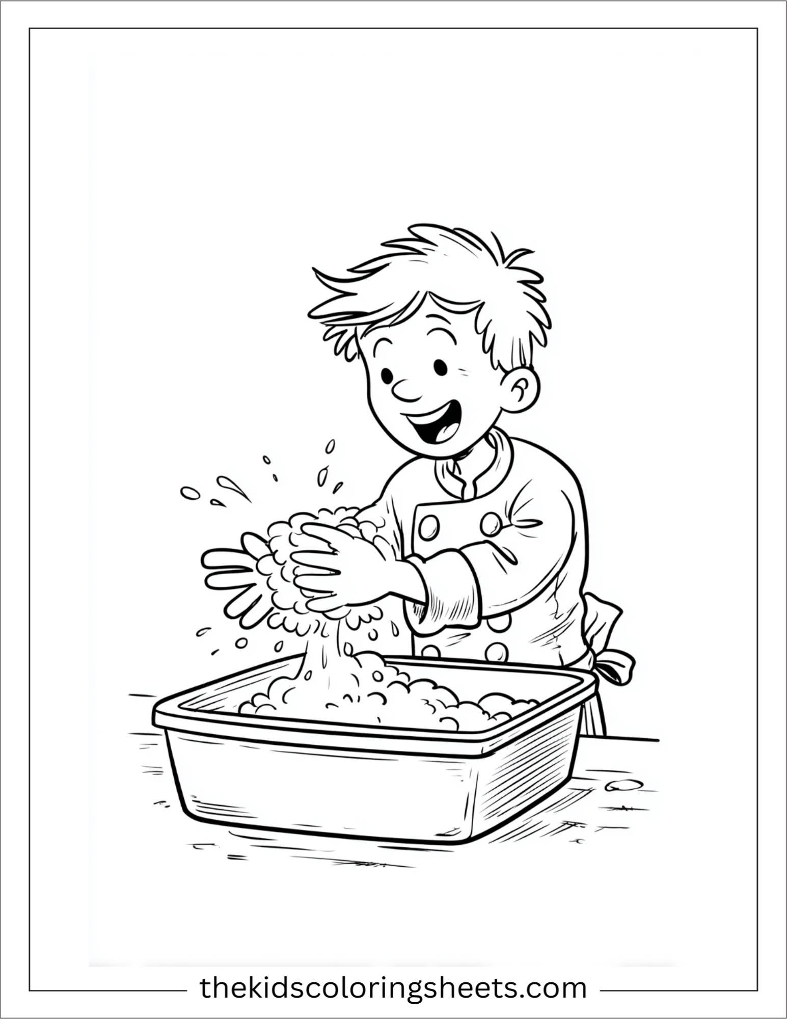 Excited chef washing hands