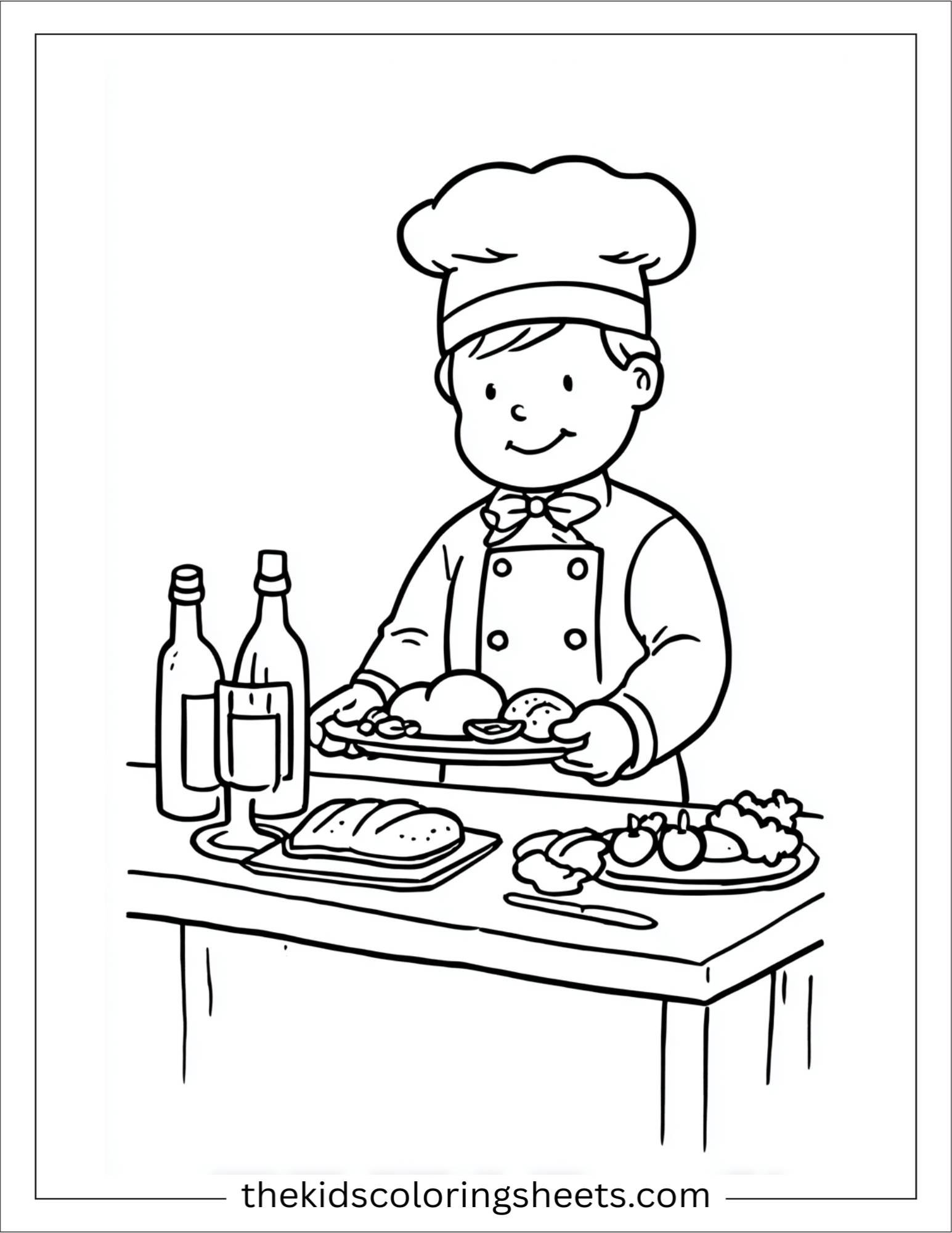 Happy chef serving food