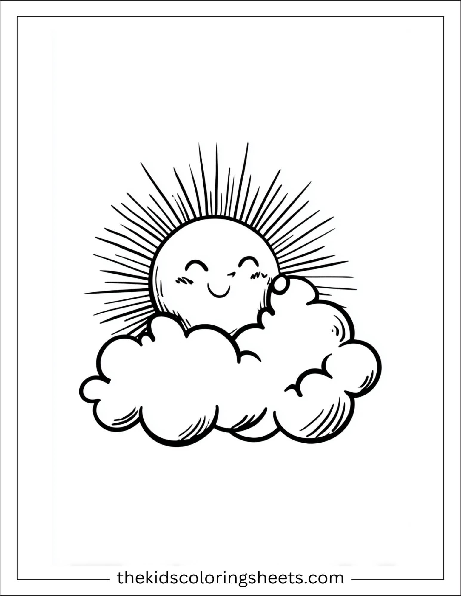 Happy sun hugging a cloud