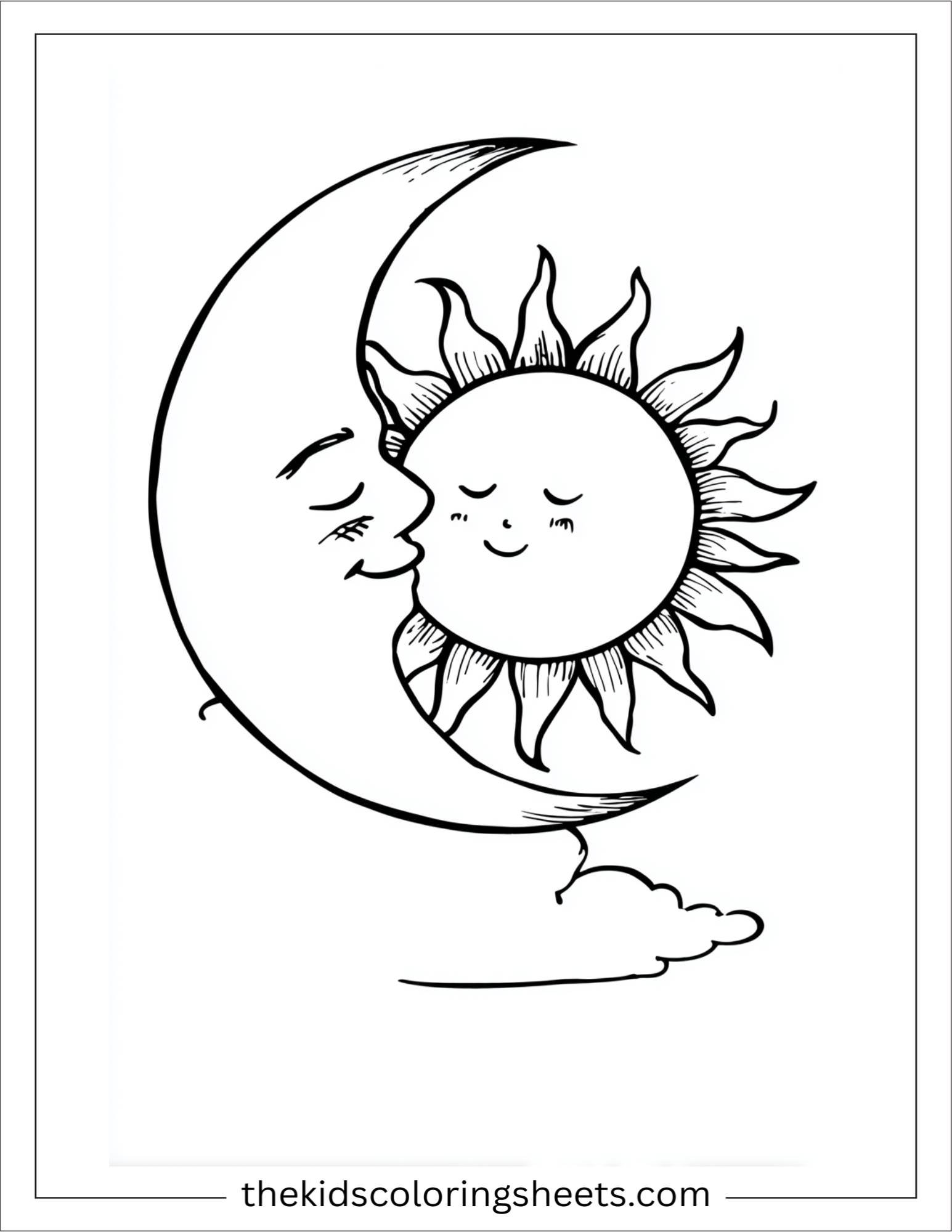 Happy sun hugging the moon