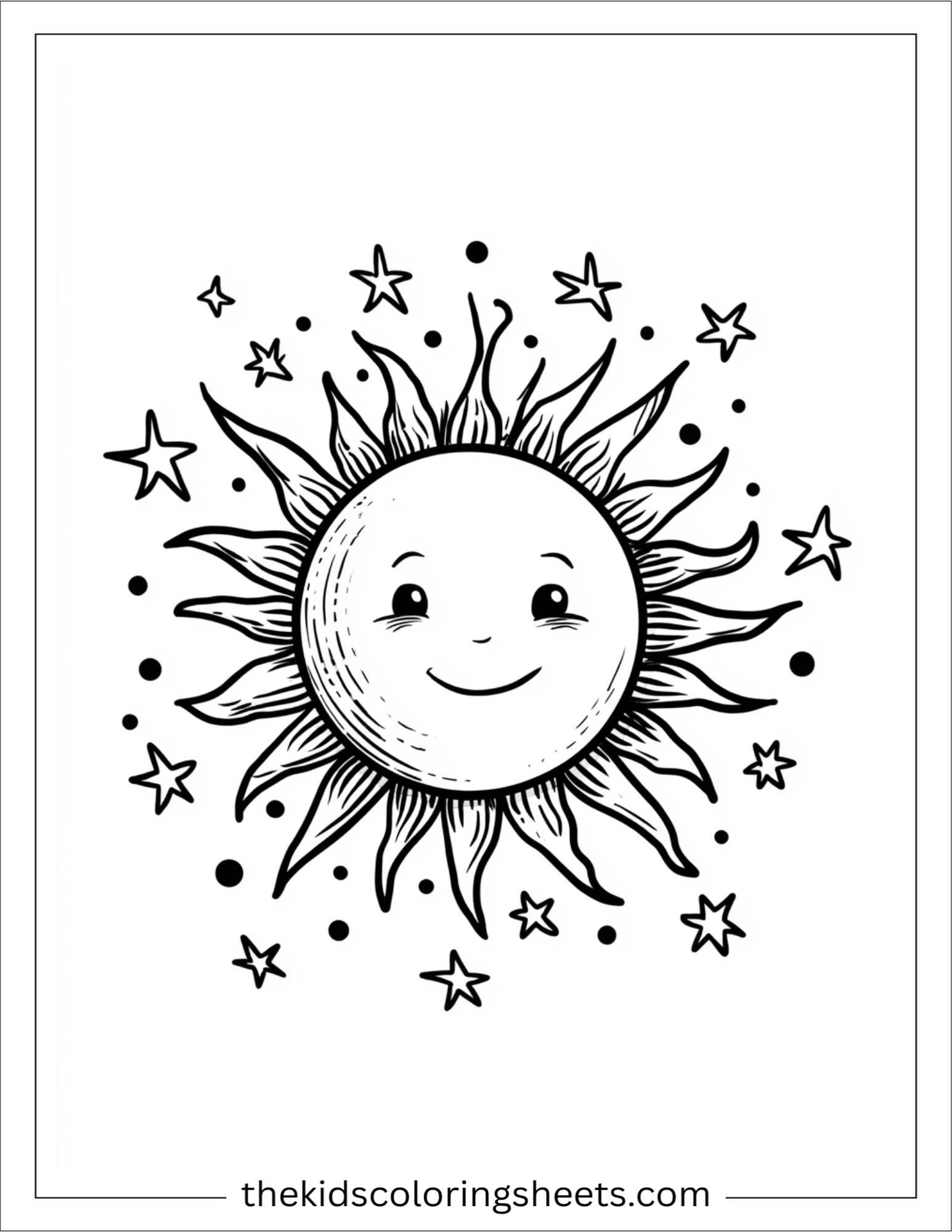 Happy sun sending stars