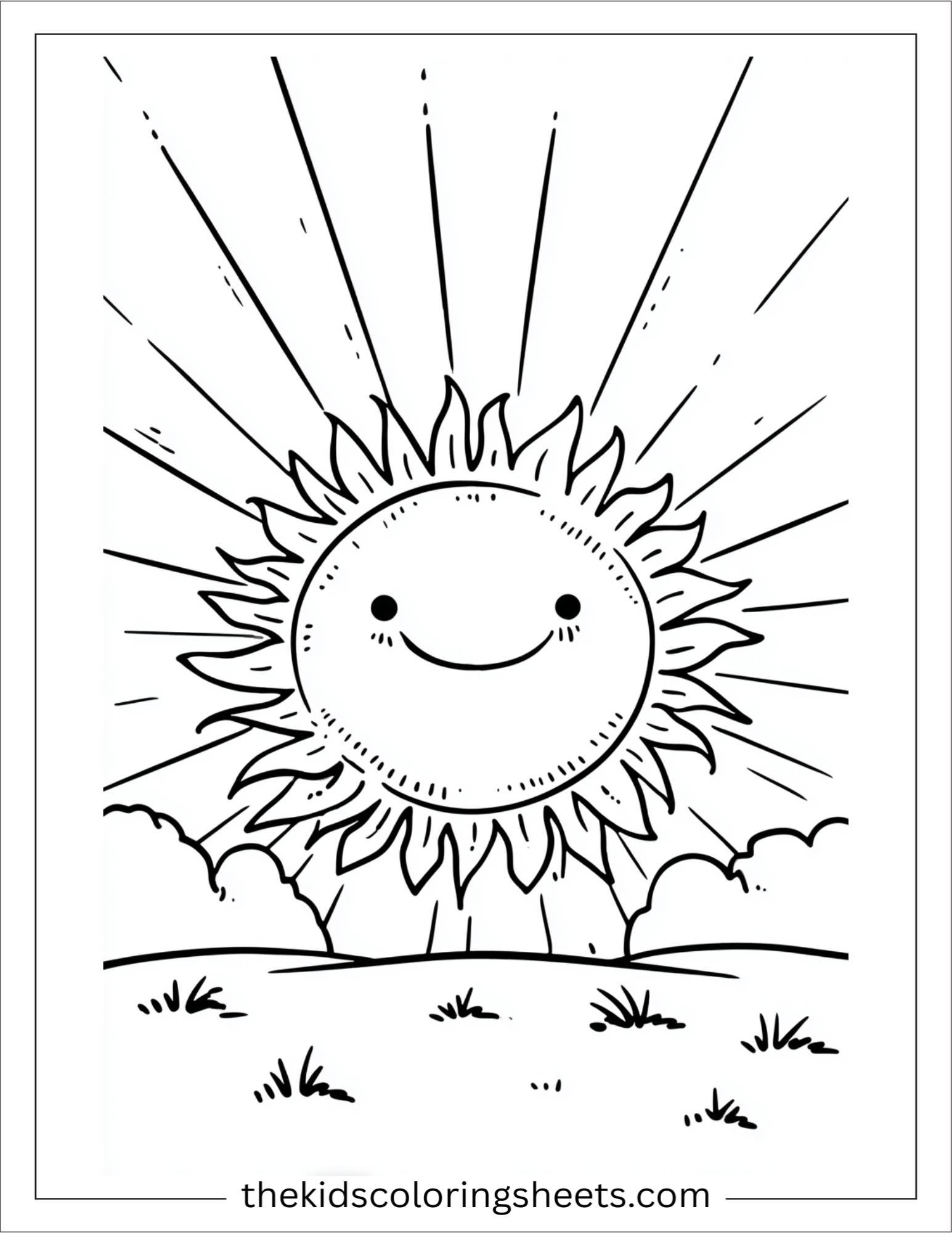 Happy sun stretching rays