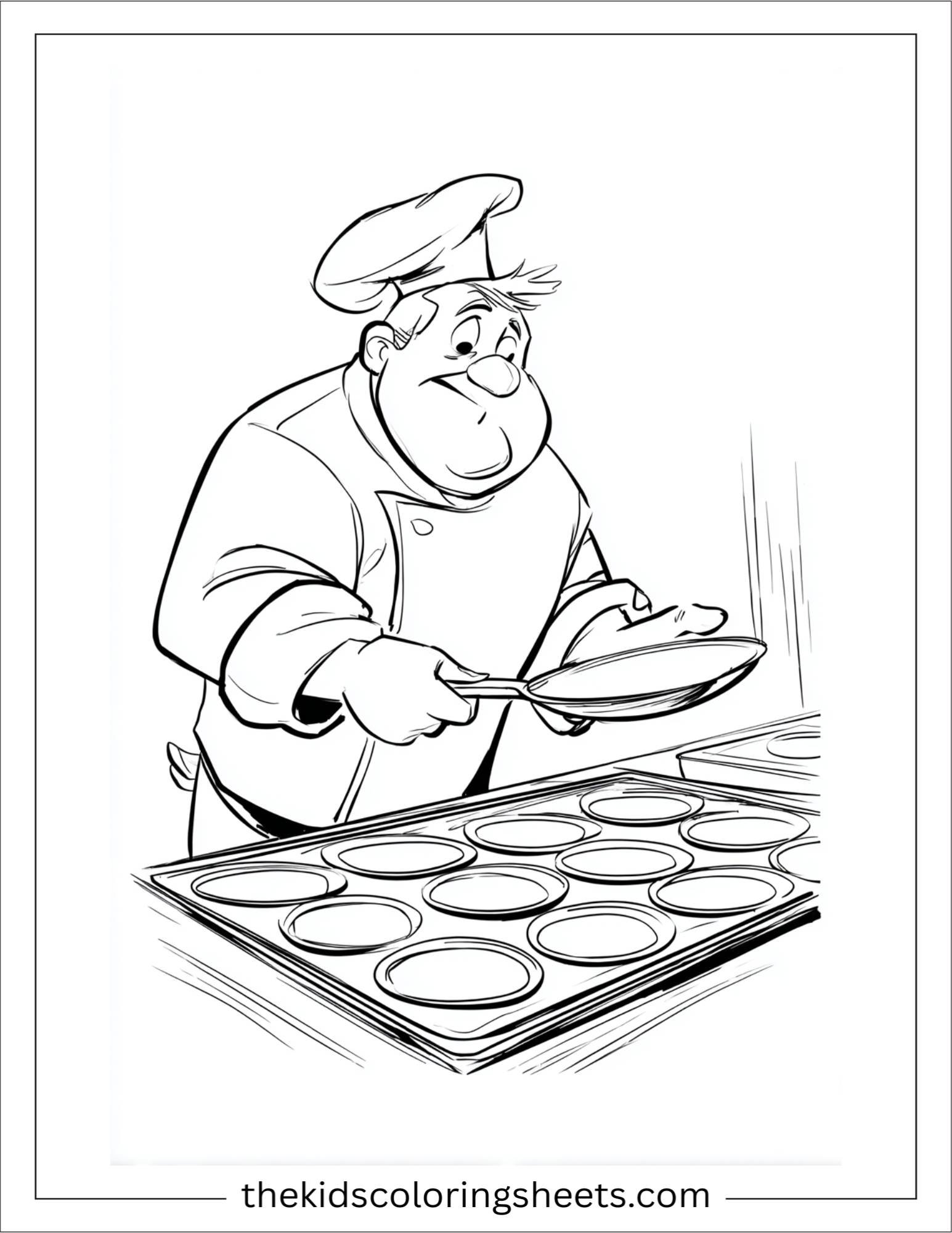 Helpful chef flipping pancakes