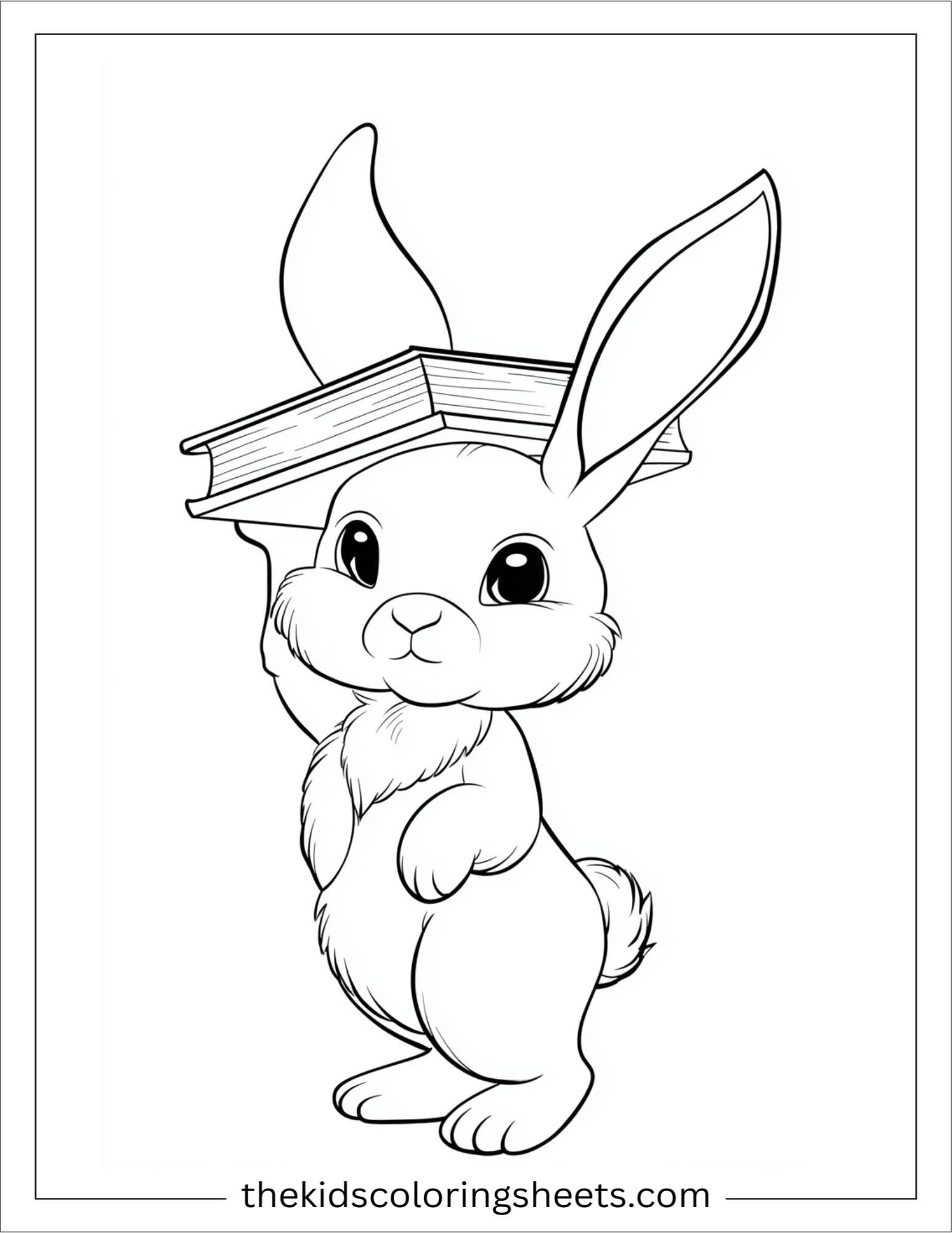 Intelligent rabbit balancing a book on head
