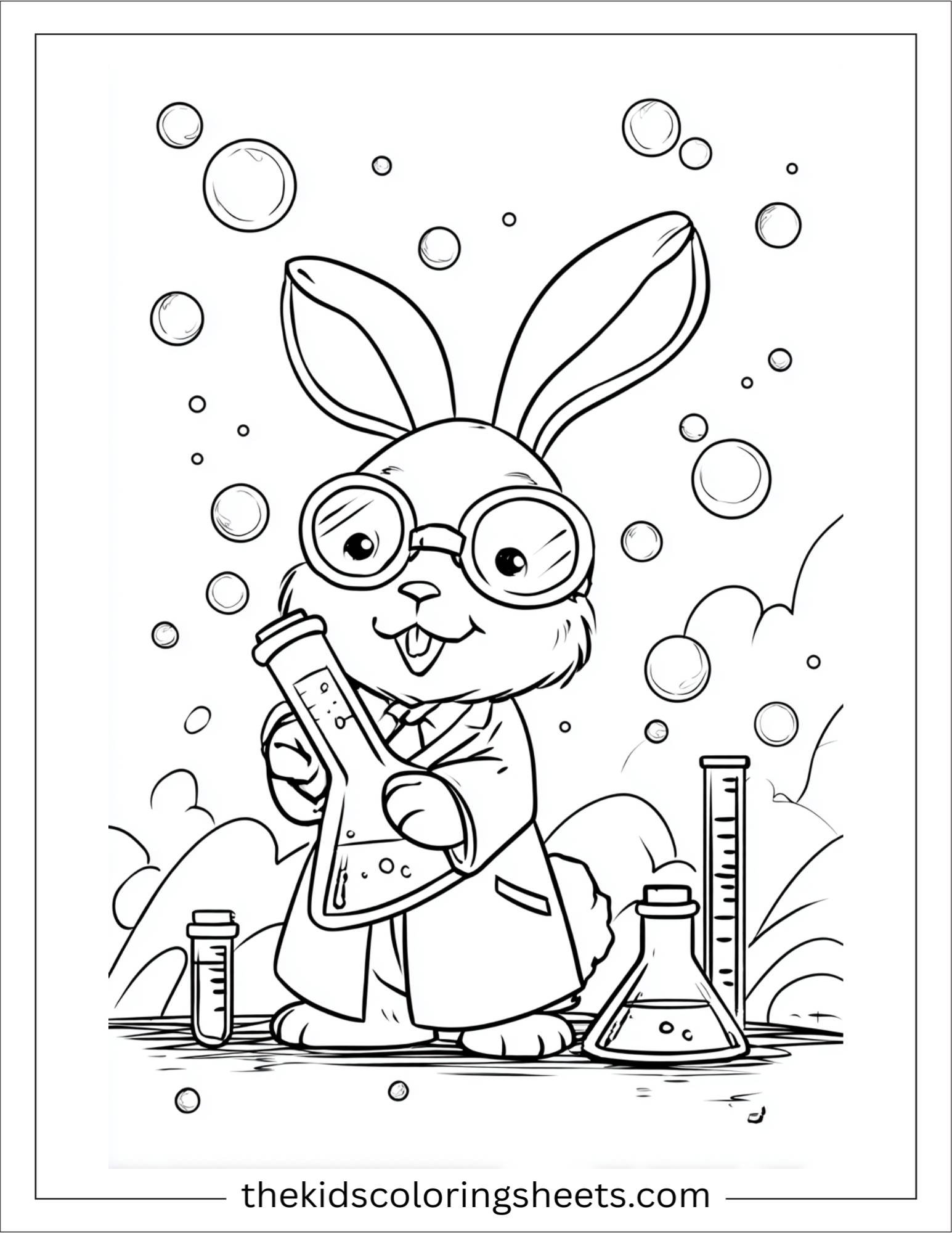 Intelligent rabbit doing science experiment