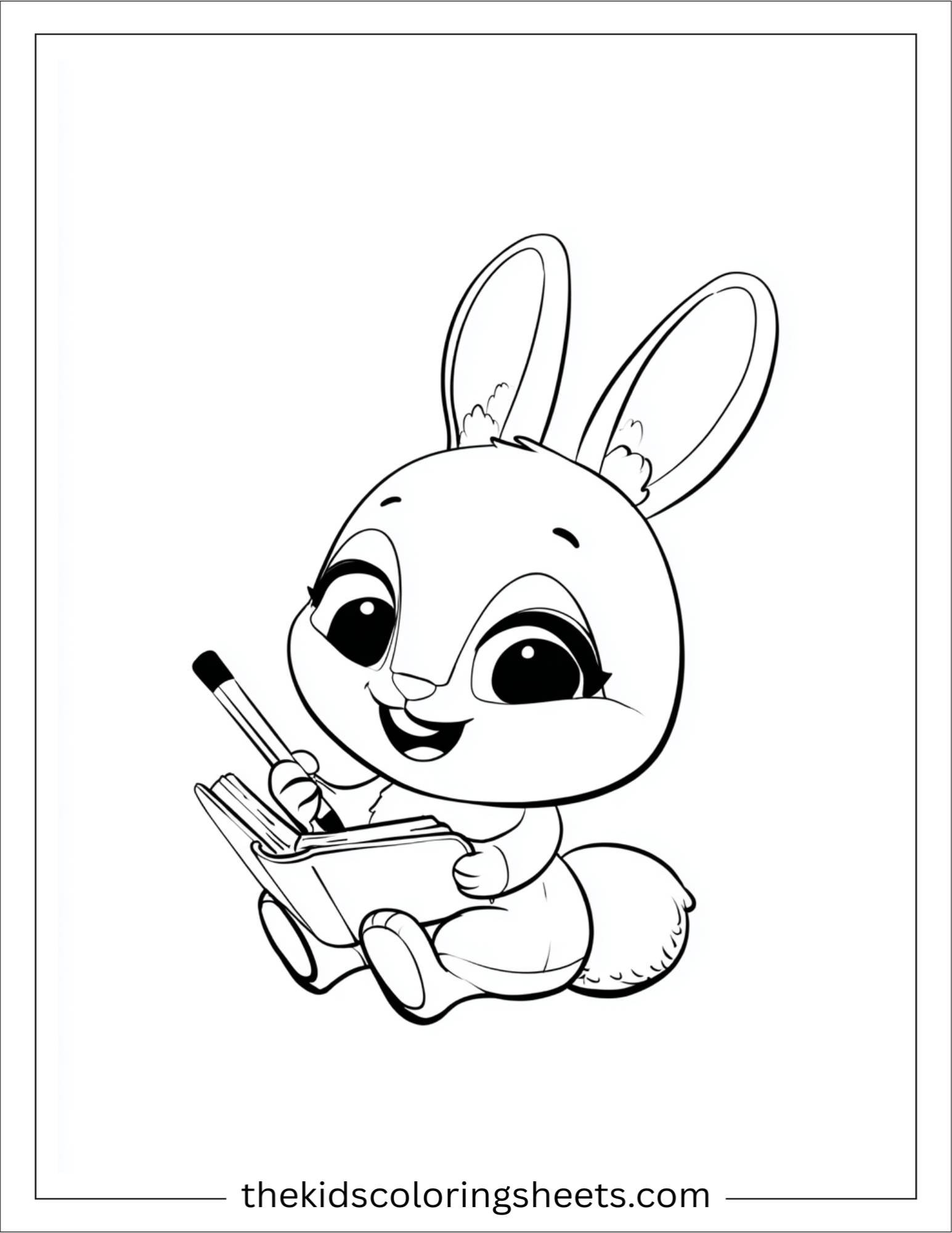 Intelligent rabbit drawing a diagram