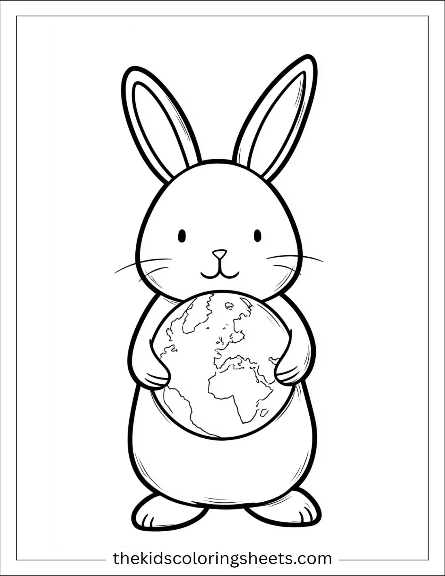 Intelligent rabbit holding a globe