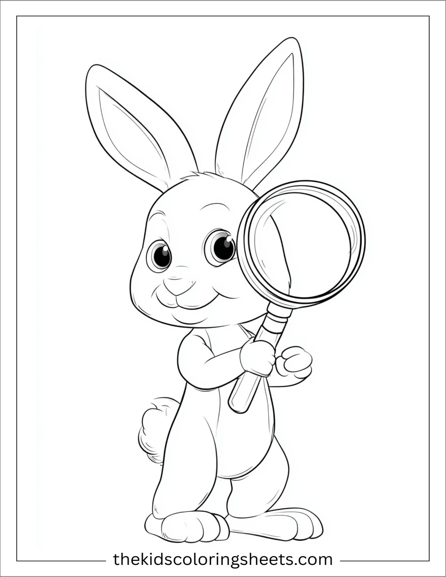 Intelligent rabbit holding a magnifying glass