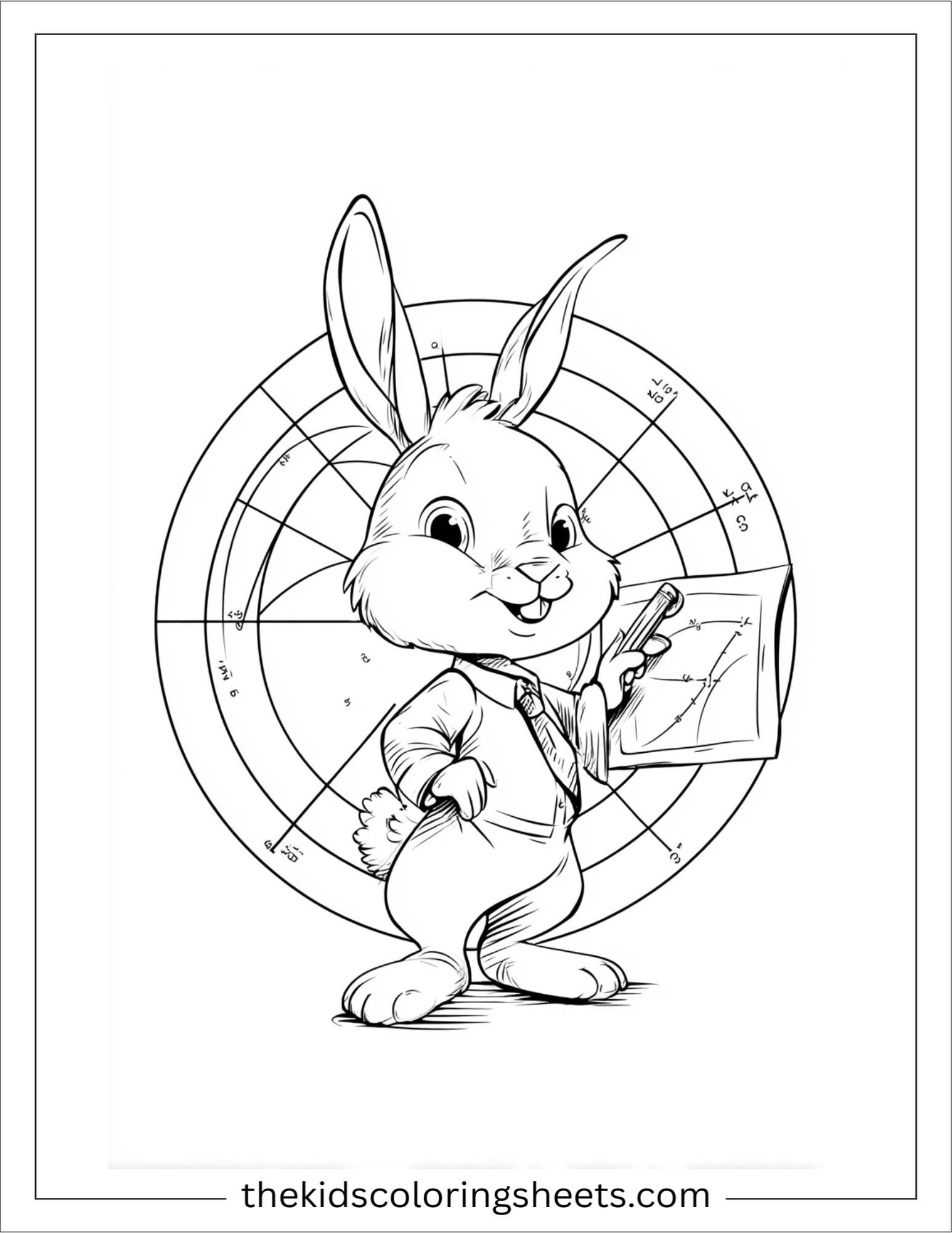 Intelligent rabbit marking a chart