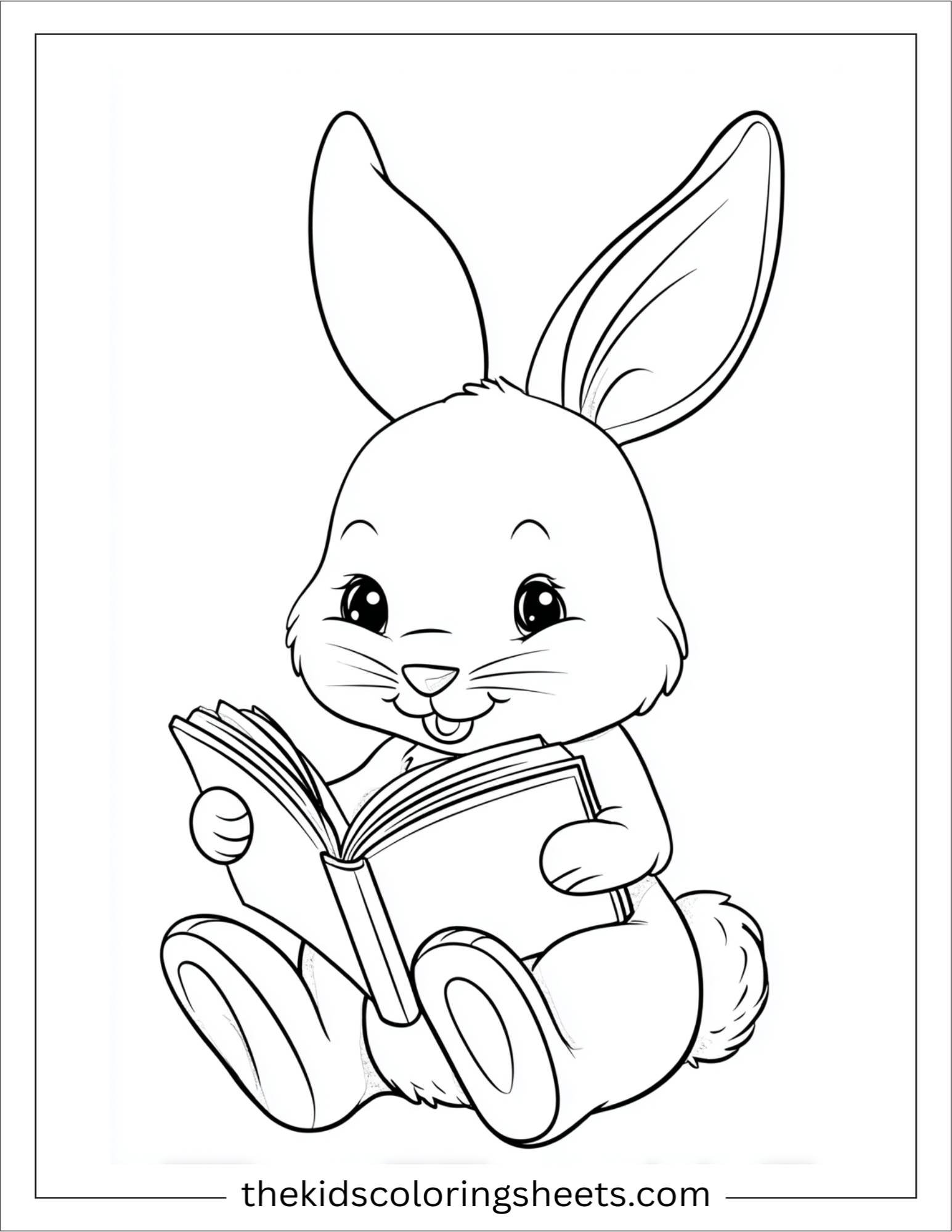 Intelligent rabbit reading a book