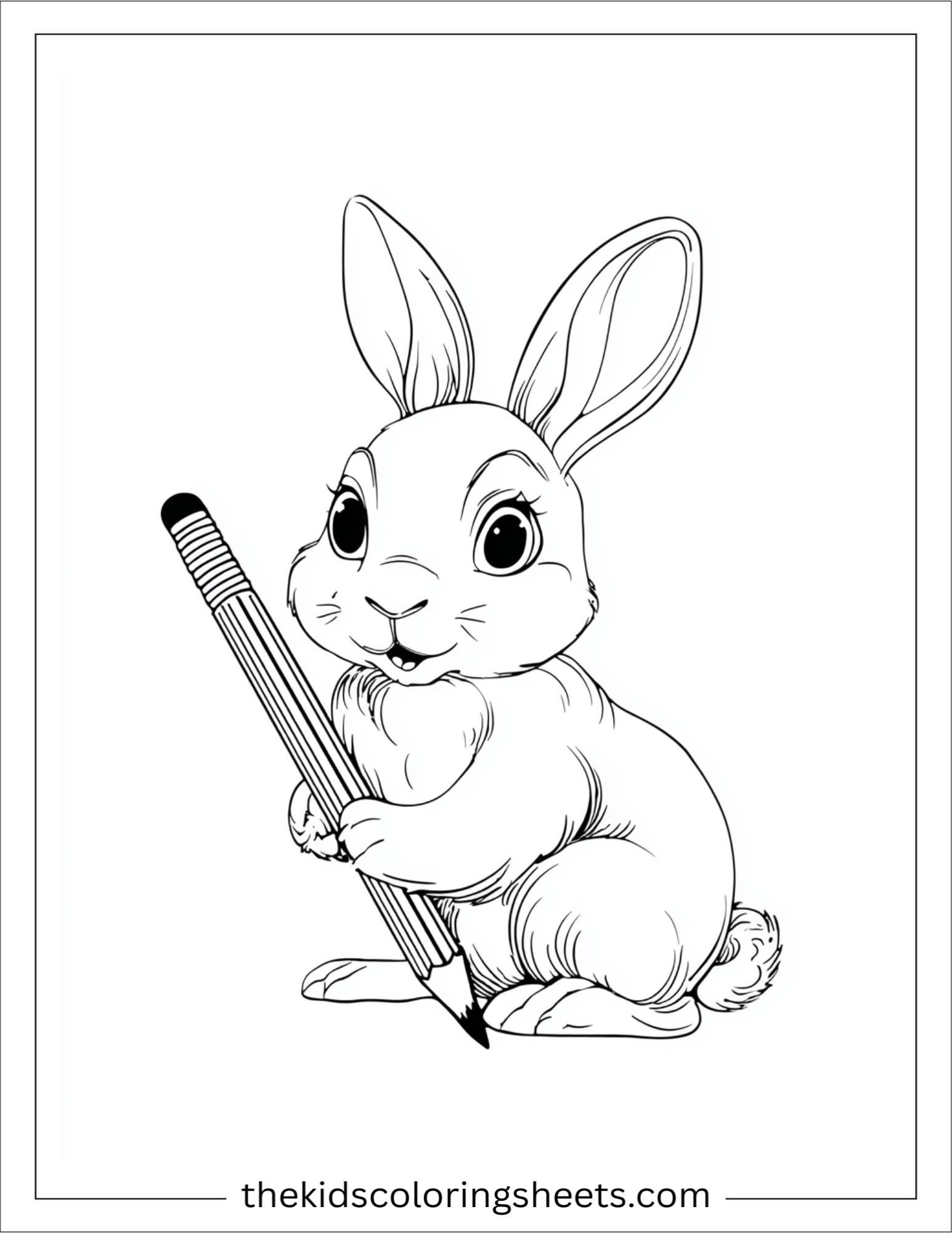 Intelligent rabbit writing with a pencil