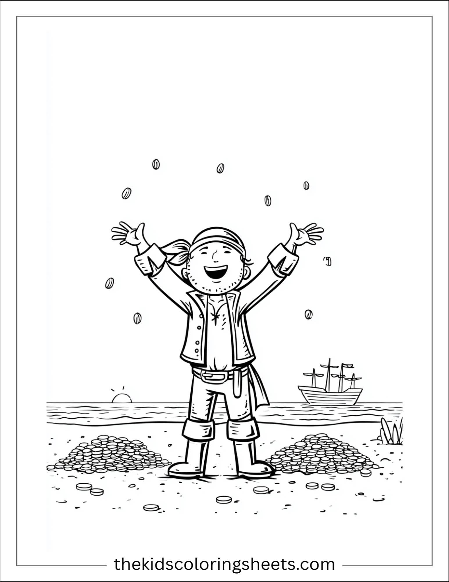 Pirate cheering with gold