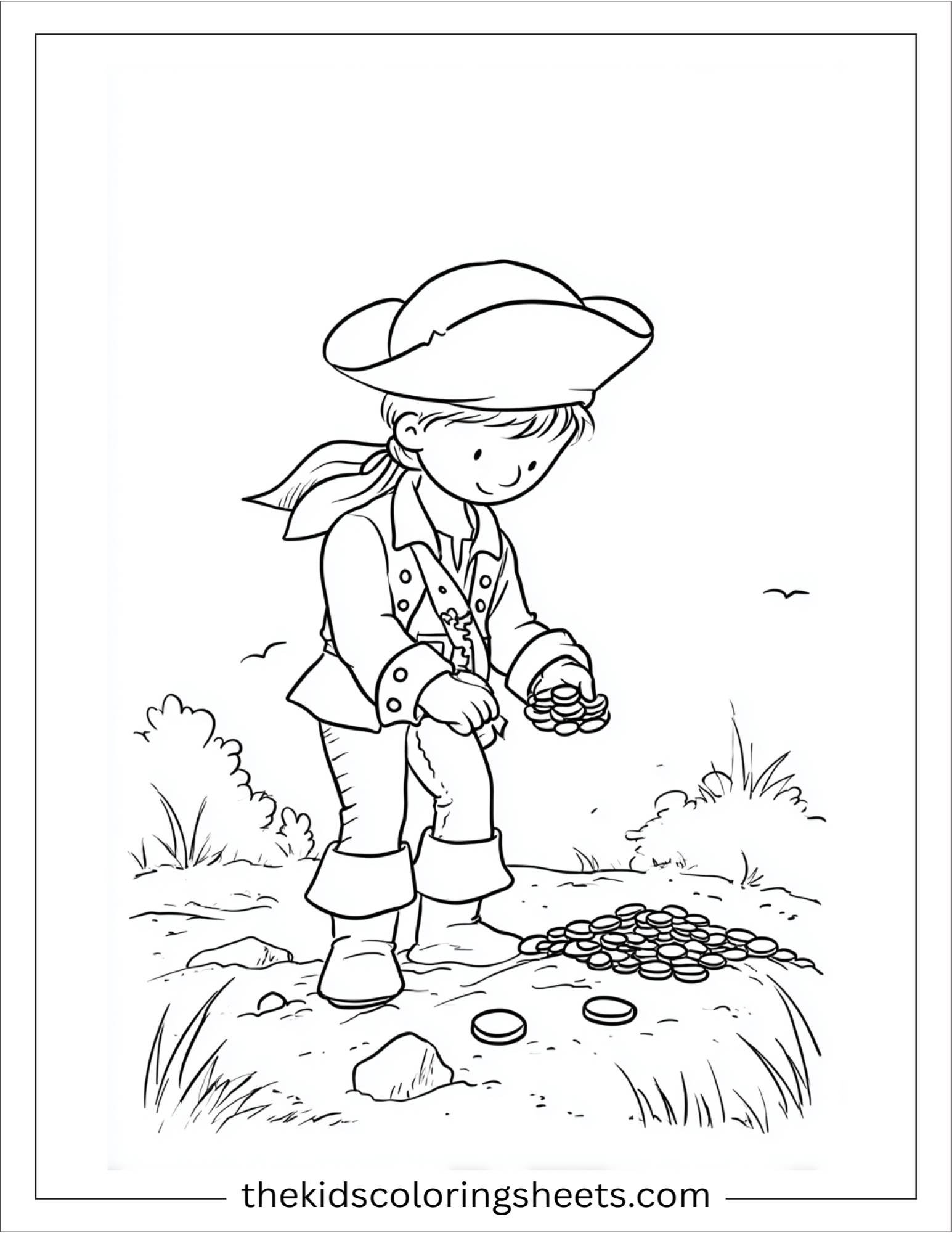 Pirate counting gold coins