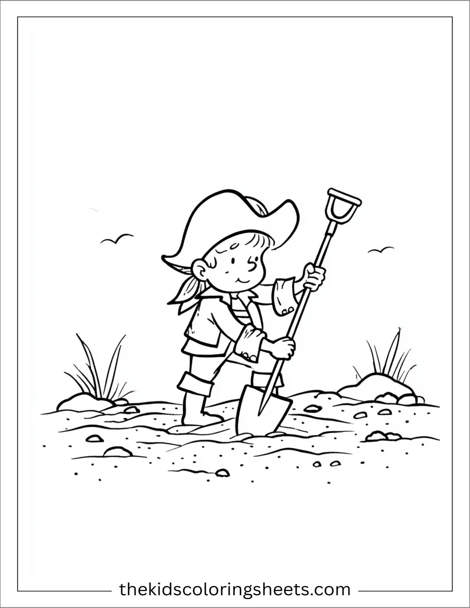 Pirate digging for treasure
