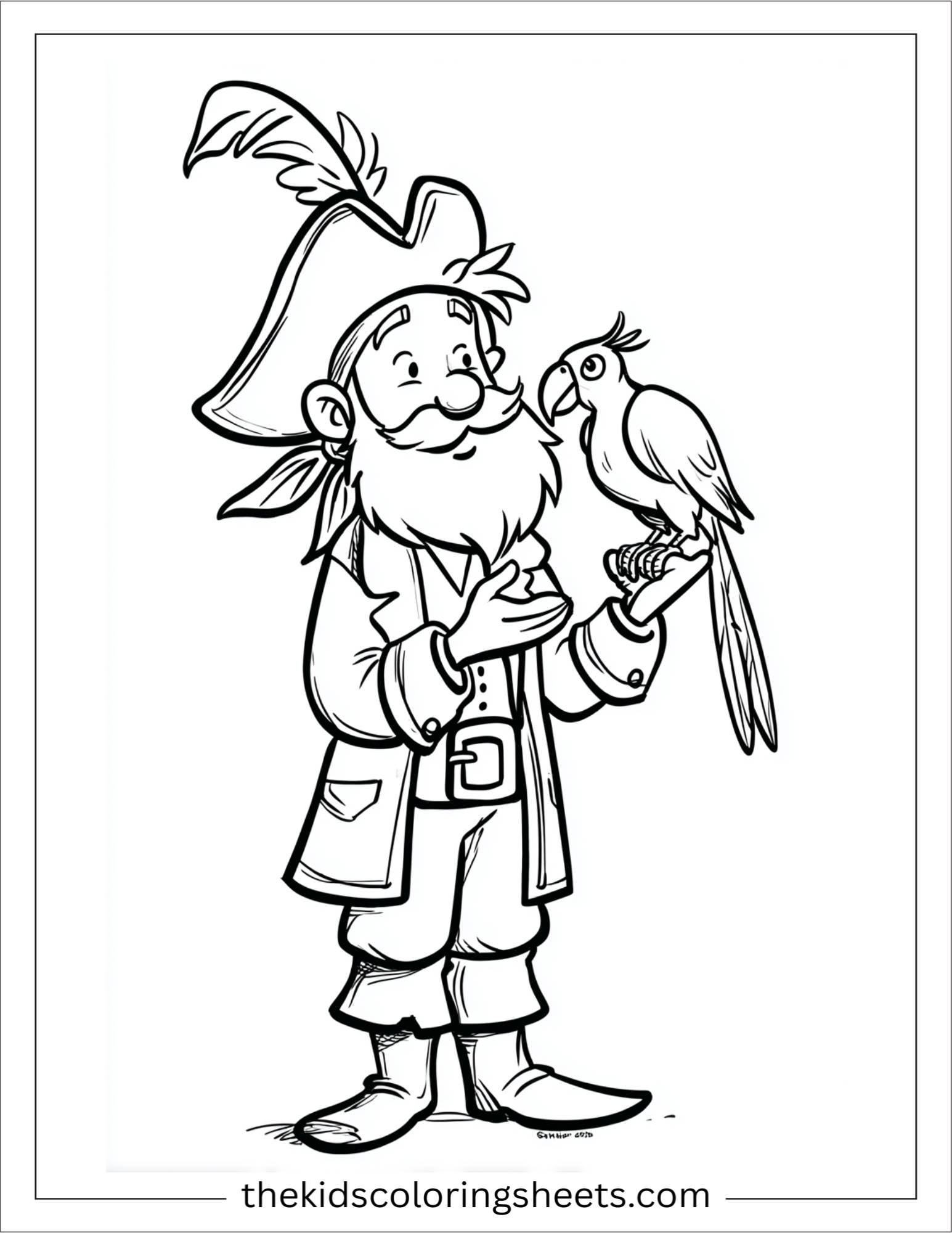 Pirate feeding a parrot
